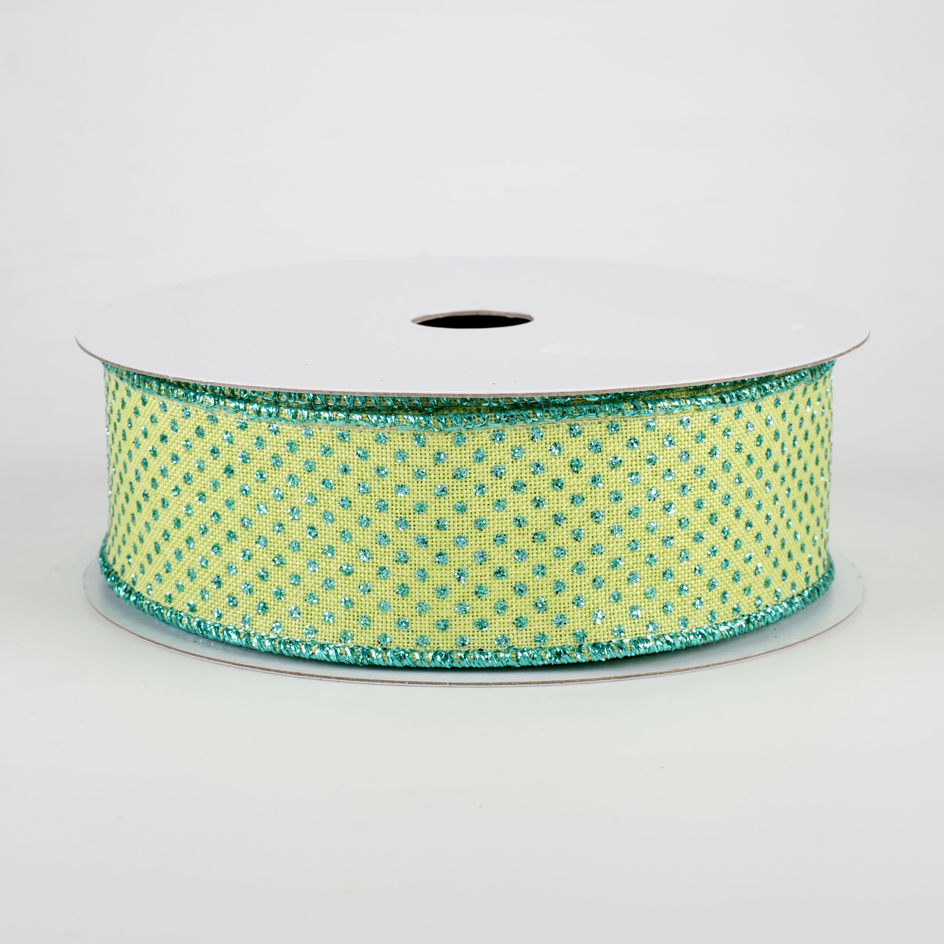 1.5" Glitter Micro Dot Ribbon: Bright Green & Robin's Egg Blue (10 Yards)
