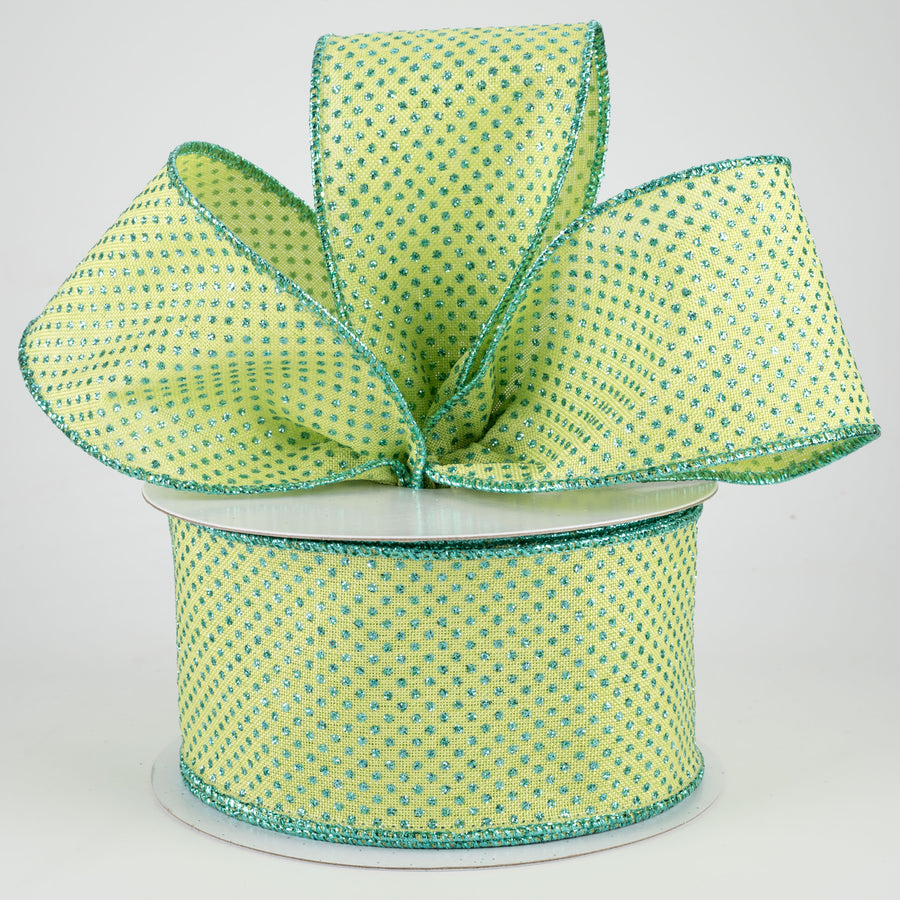 2.5" Glitter Micro Dot Ribbon: Bright Green & Robin's Egg Blue (10 Yards) Lifestyle Photo