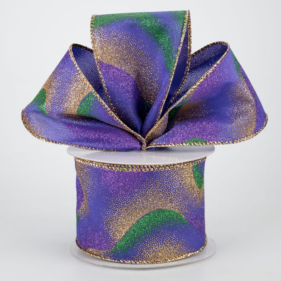 2.5" Glitter Mist Ribbon: Purple, Green, Gold (10 Yards) Lifestyle Photo