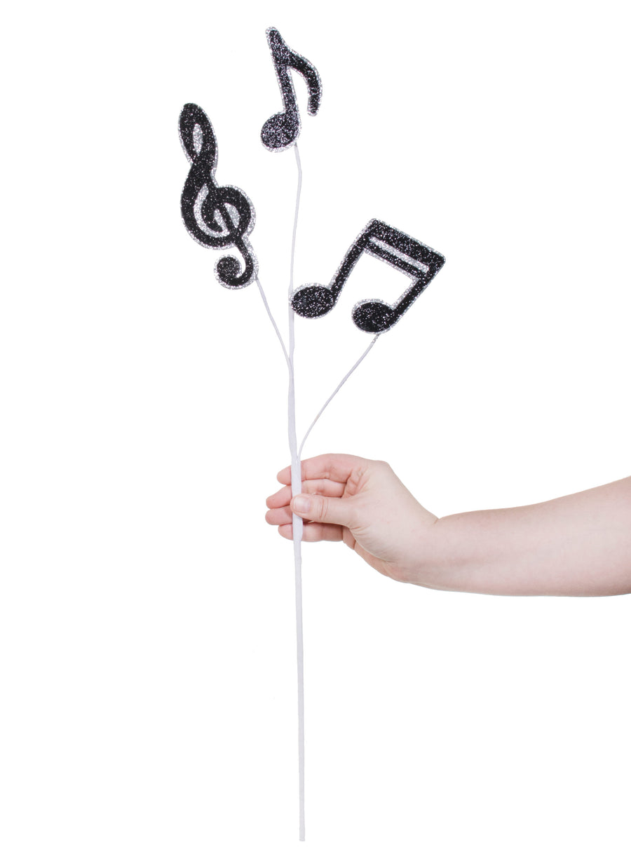 25" Glitter Music Note Spray: Black & Silver Lifestyle Photo