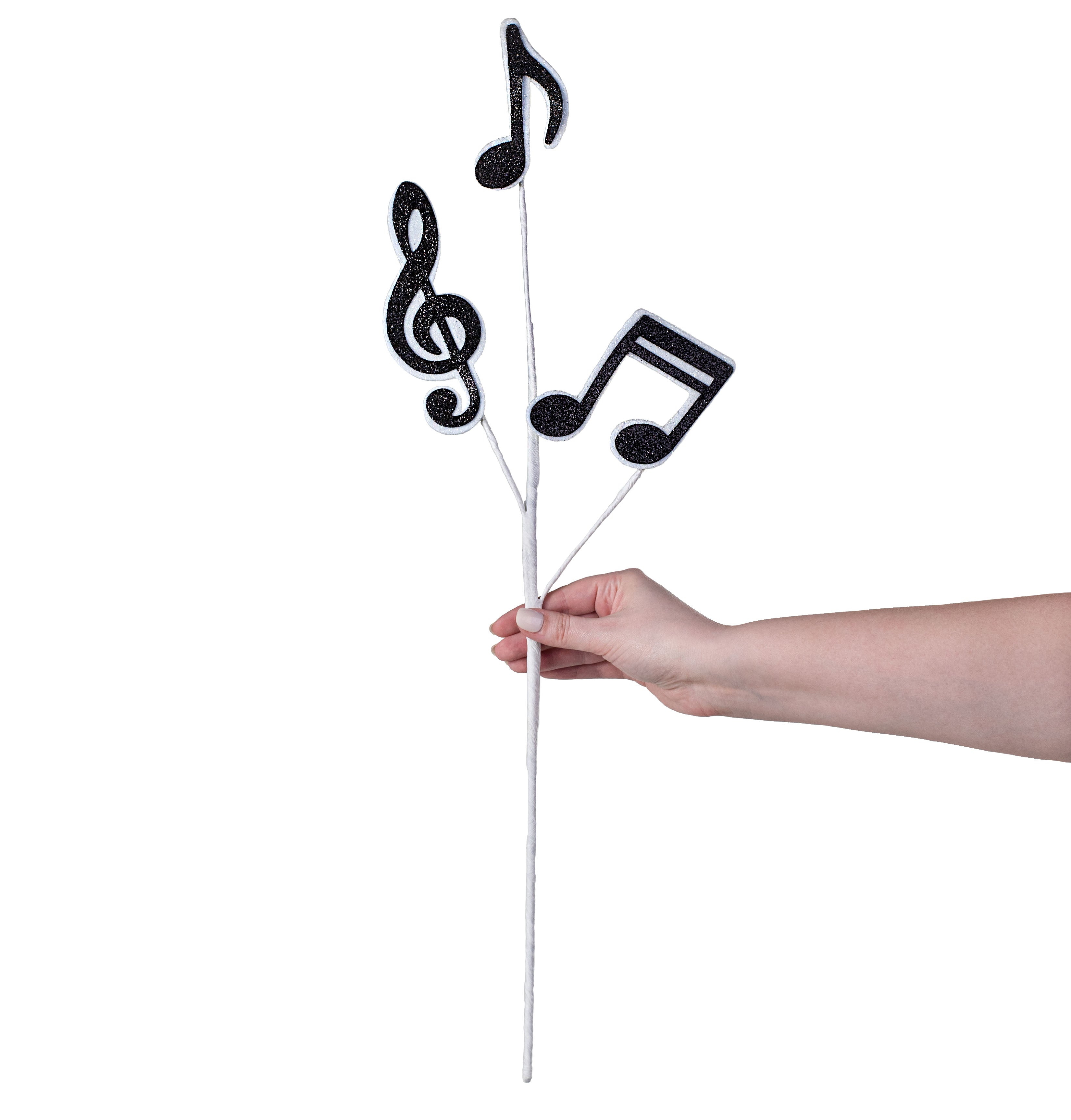 25" Glitter Music Note Spray: Black & White detail photo 3
