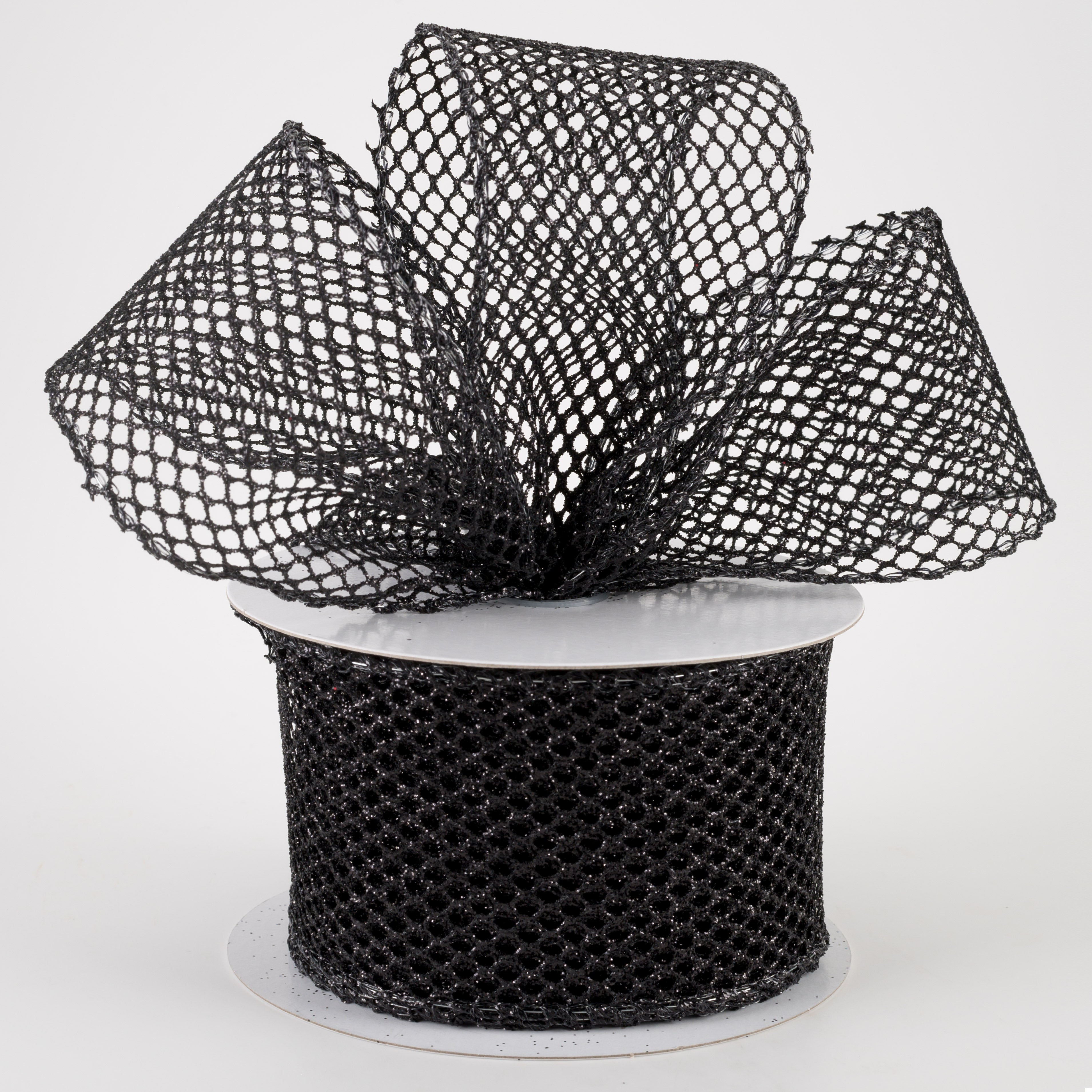 2.5" Glitter Netting Ribbon: Black (10 Yards) Lifestyle Photo