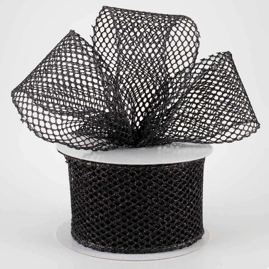 2.5" Glitter Netting Ribbon: Black (10 Yards) Lifestyle Photo