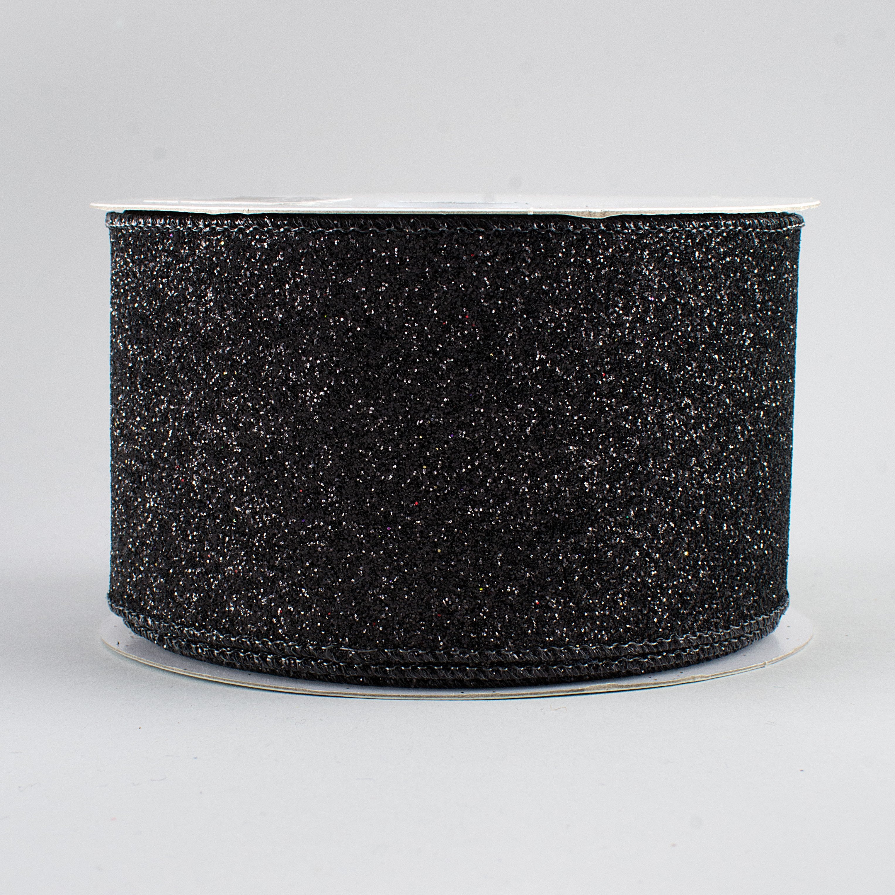 2.5" Glitter On Fabric Ribbon: Black (10 Yards)