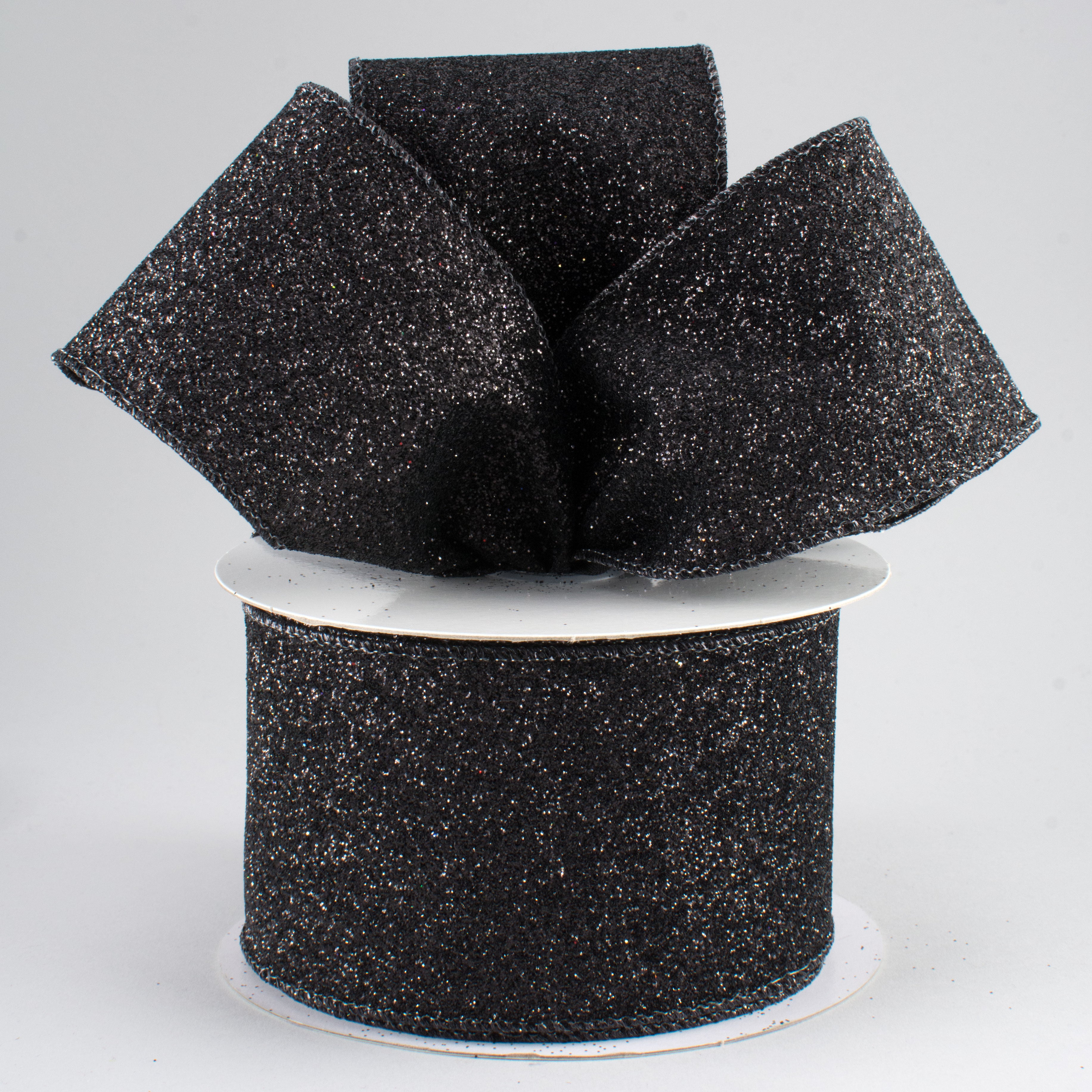 2.5" Glitter On Fabric Ribbon: Black (10 Yards) Lifestyle Photo