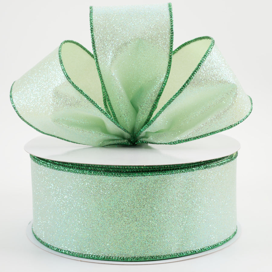 2.5" Glitter On Fabric Ribbon: Green (50 Yards) Lifestyle Photo