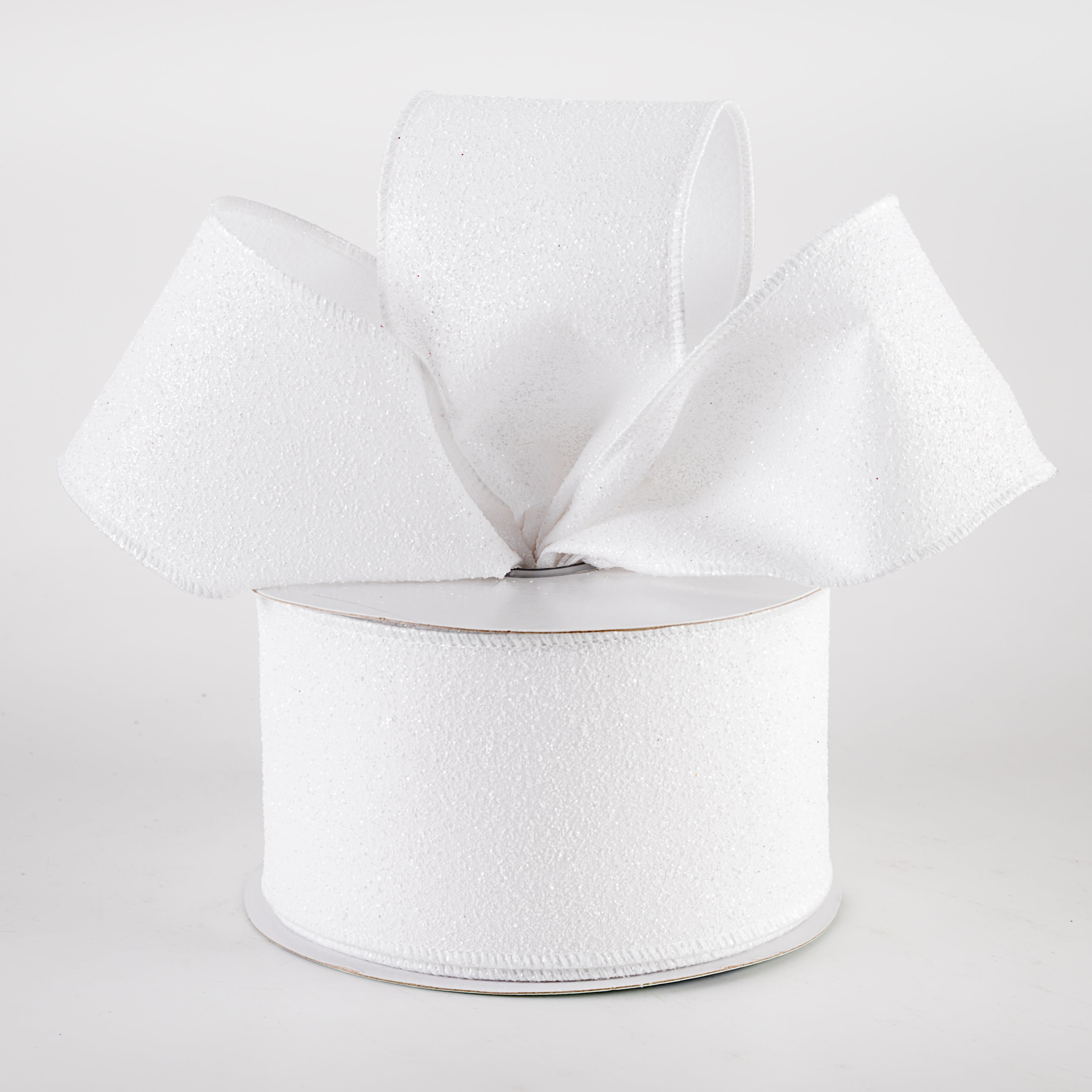 2.5" Glitter On Fabric Ribbon: White (10 Yards) Lifestyle Photo