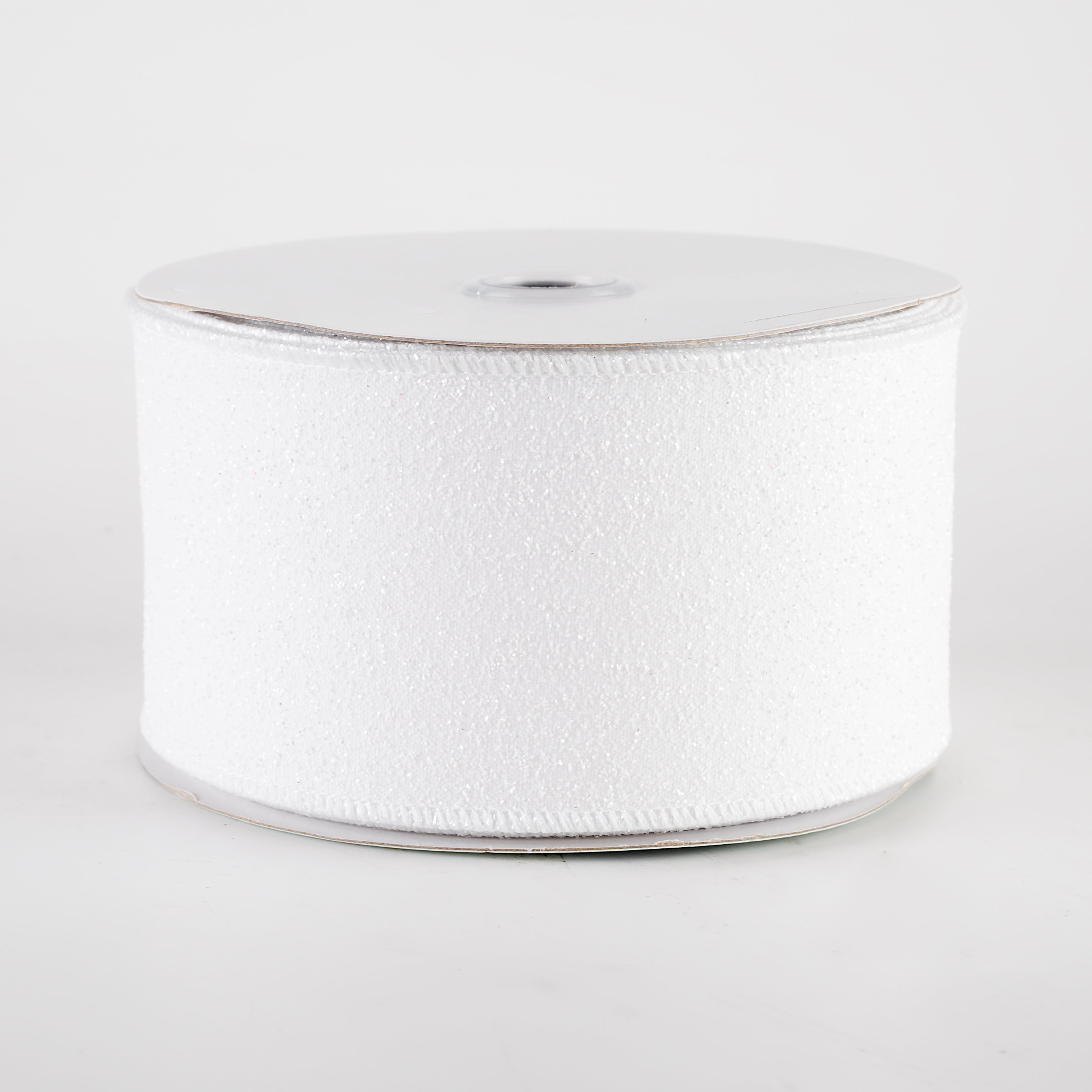 2.5" Glitter On Fabric Ribbon: White (10 Yards)