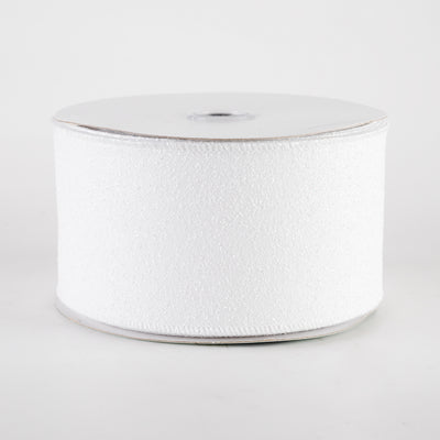 2.5" Glitter On Fabric Ribbon: White (10 Yards)
