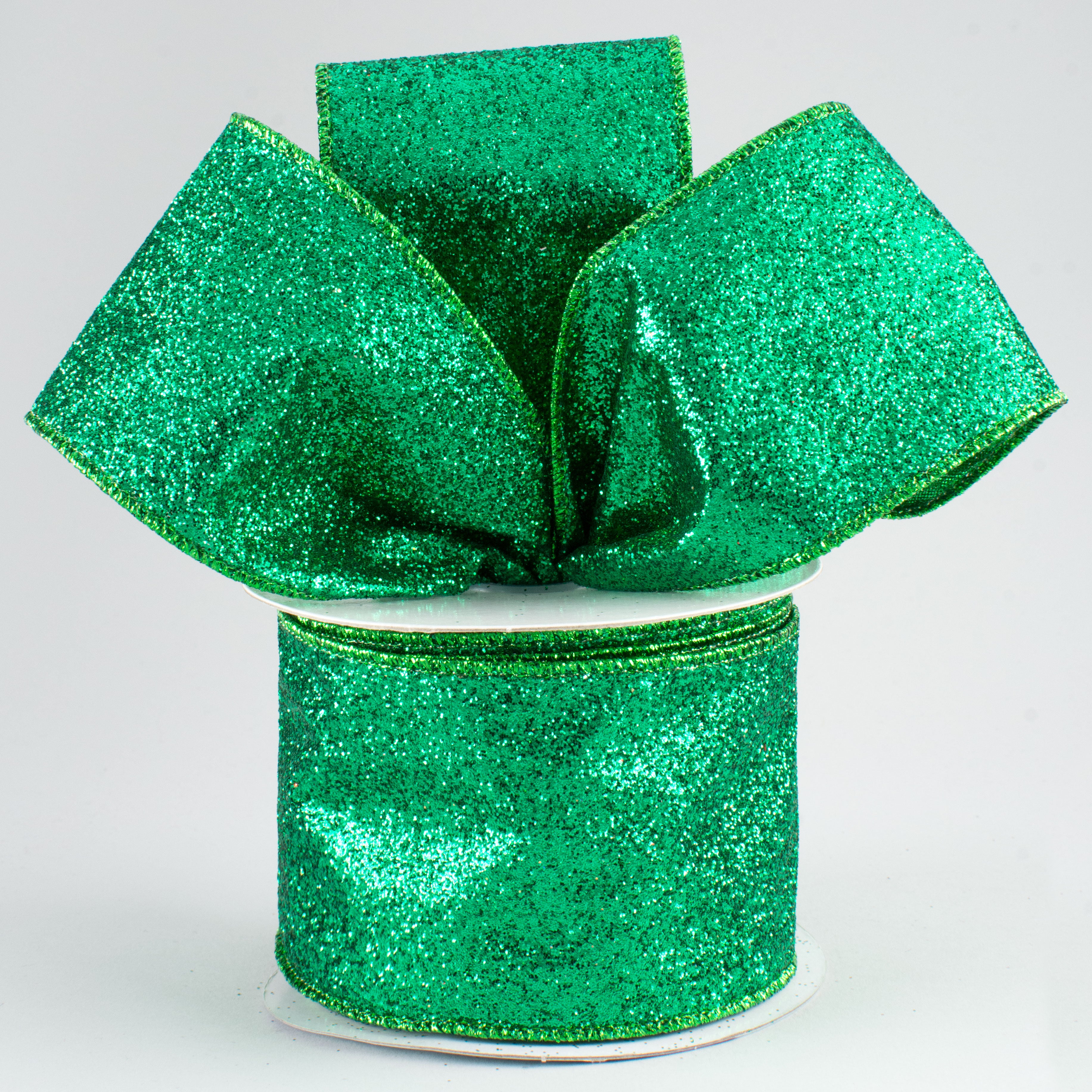 2.5" Glitter On Metallic Ribbon: Emerald (10 Yards) Lifestyle Photo