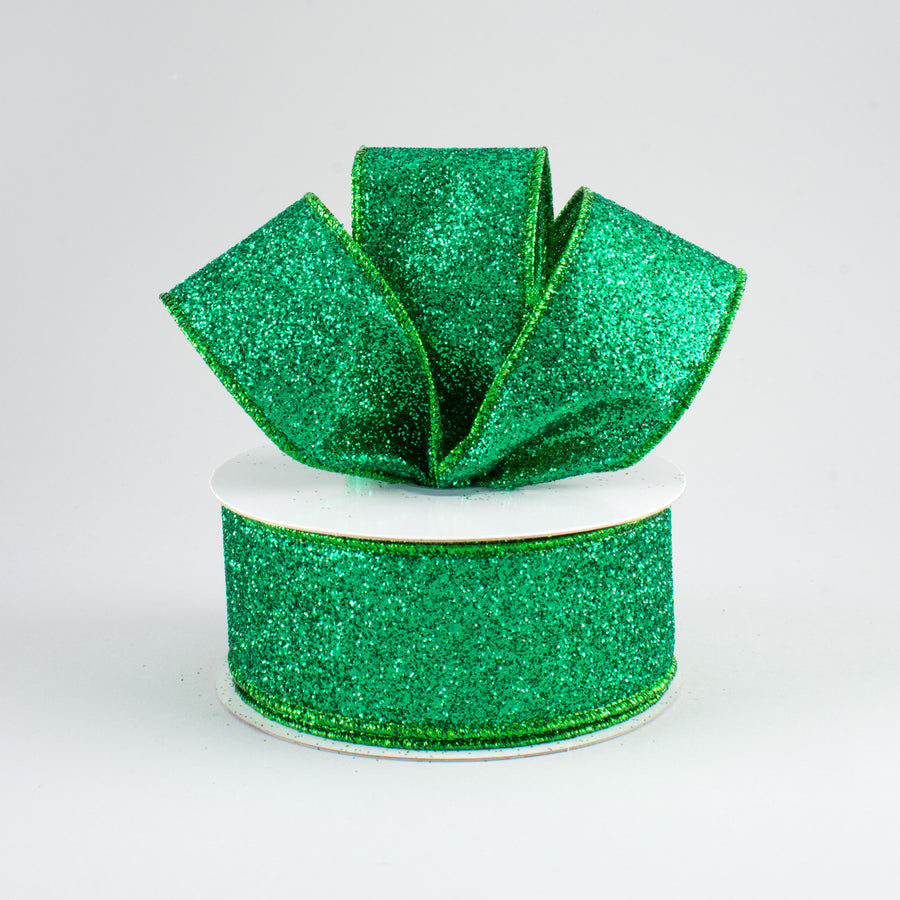 1.5" Glitter On Metallic Ribbon: Emerald (10 Yards) Lifestyle Photo