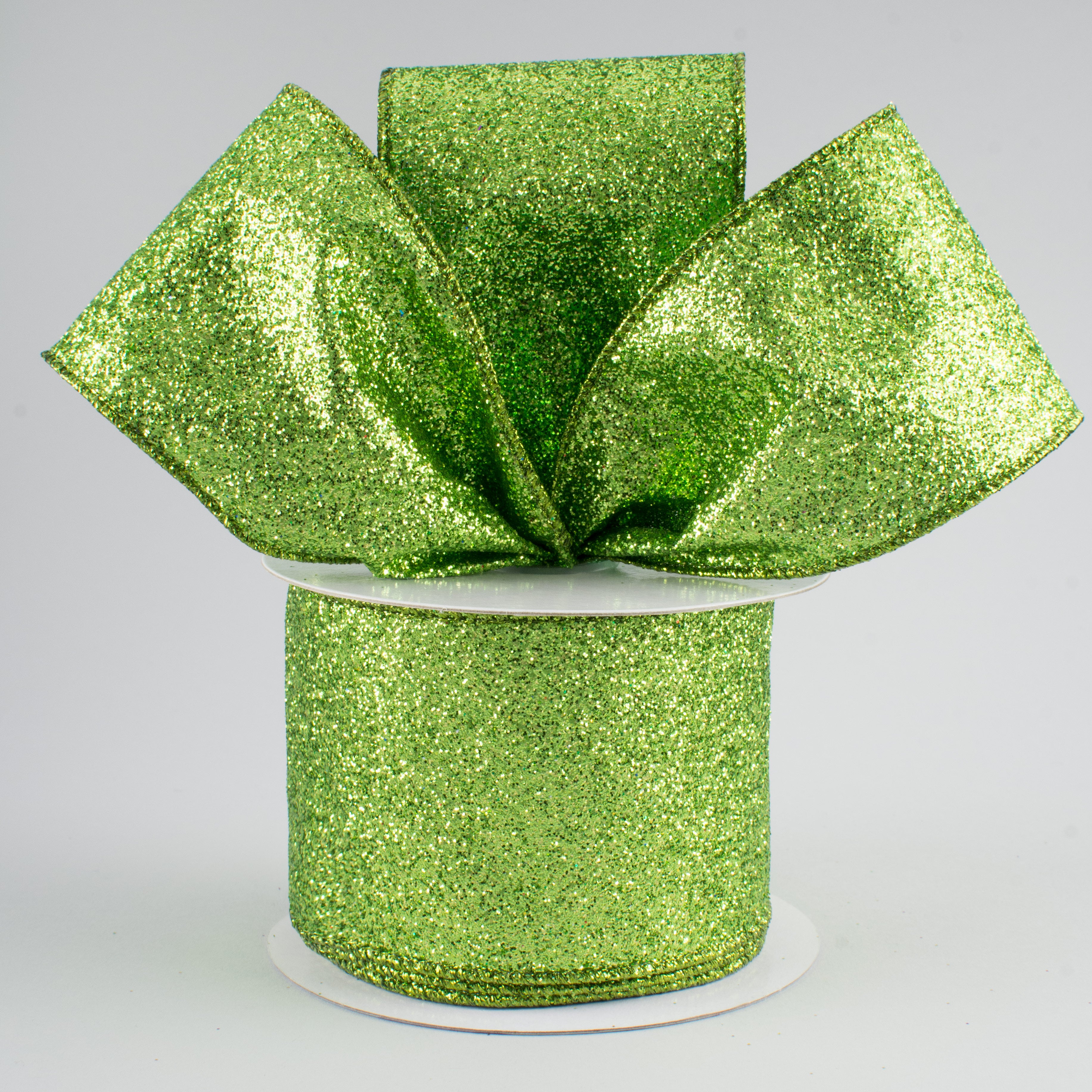 2.5" Glitter On Metallic Ribbon: Lime (10 Yards) Lifestyle Photo