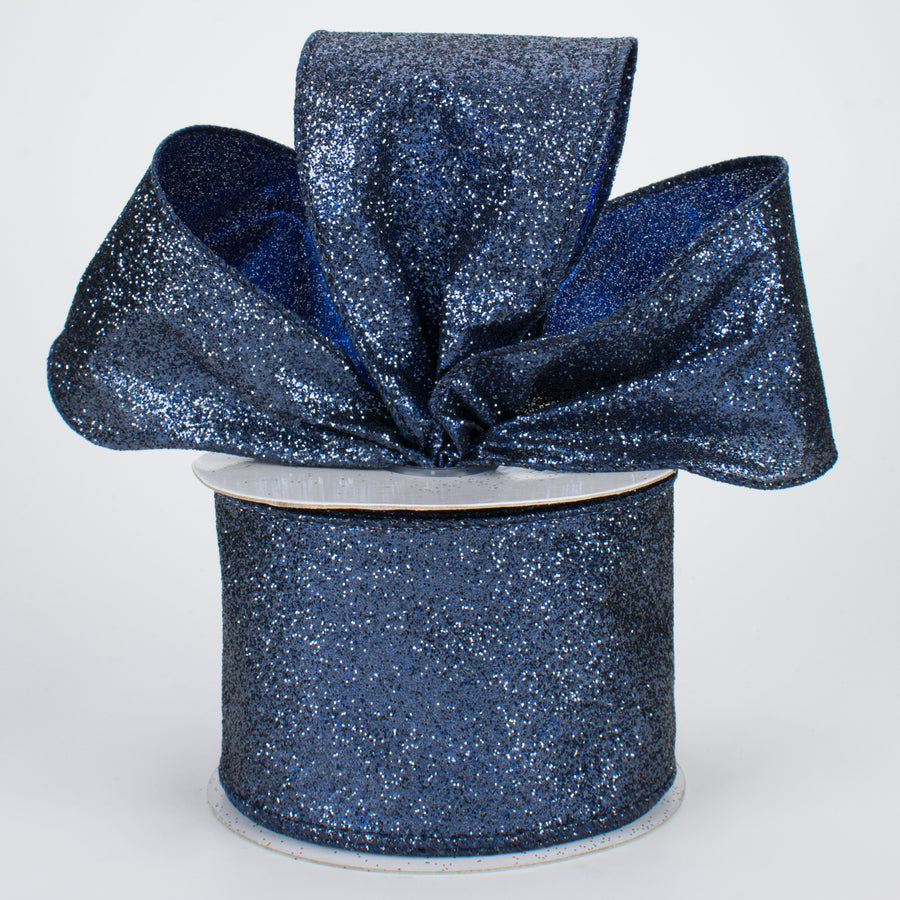 2.5" Glitter On Metallic Ribbon: Navy Blue (10 Yards) Lifestyle Photo