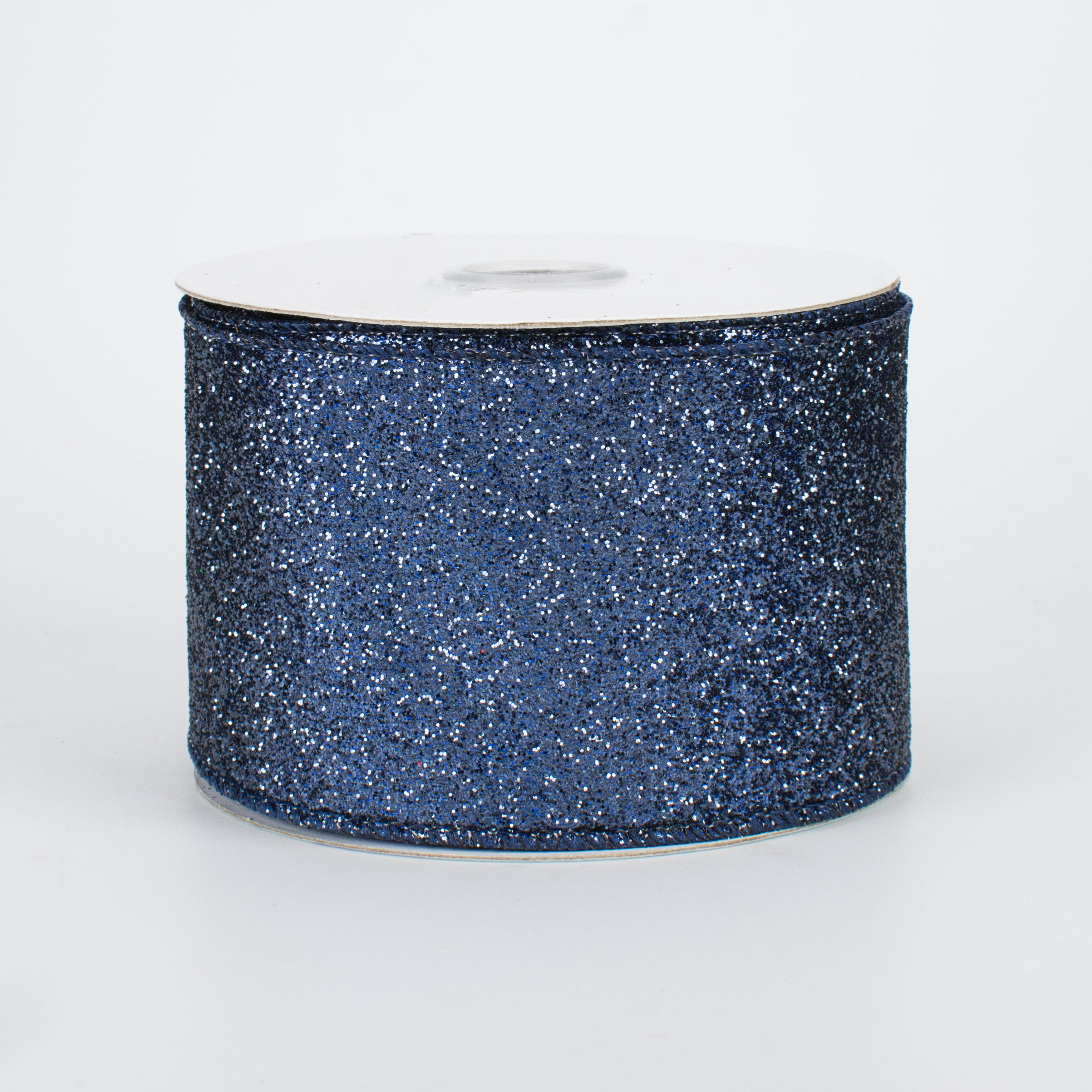 2.5" Glitter On Metallic Ribbon: Navy Blue (10 Yards)