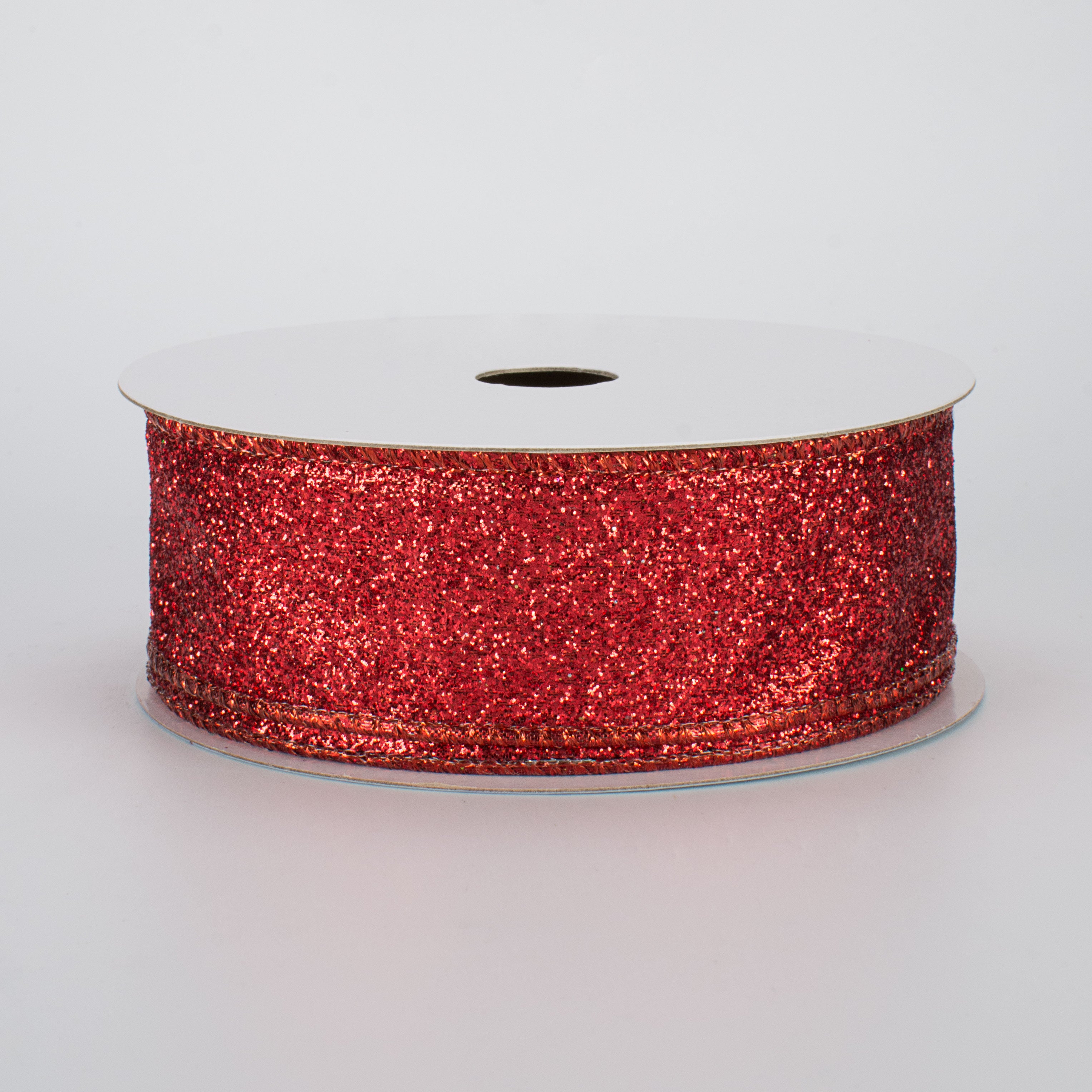 1.5" Glitter On Metallic Ribbon: Red (10 Yards)