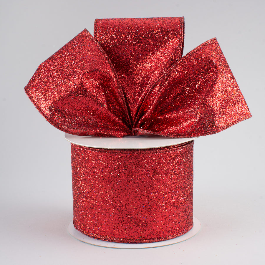 2.5" Glitter On Metallic Ribbon: Red (10 Yards) Lifestyle Photo