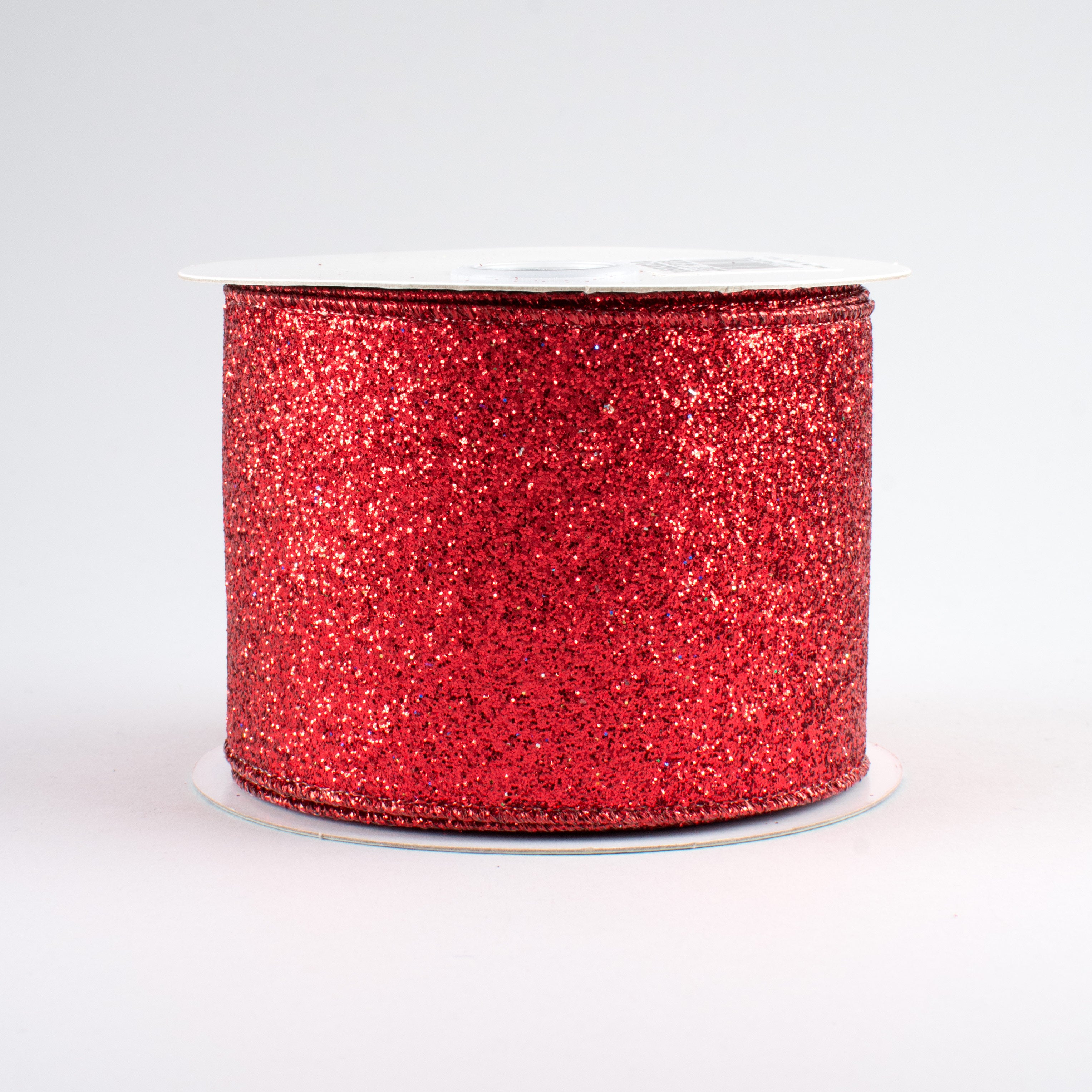 2.5" Glitter On Metallic Ribbon: Red (10 Yards)
