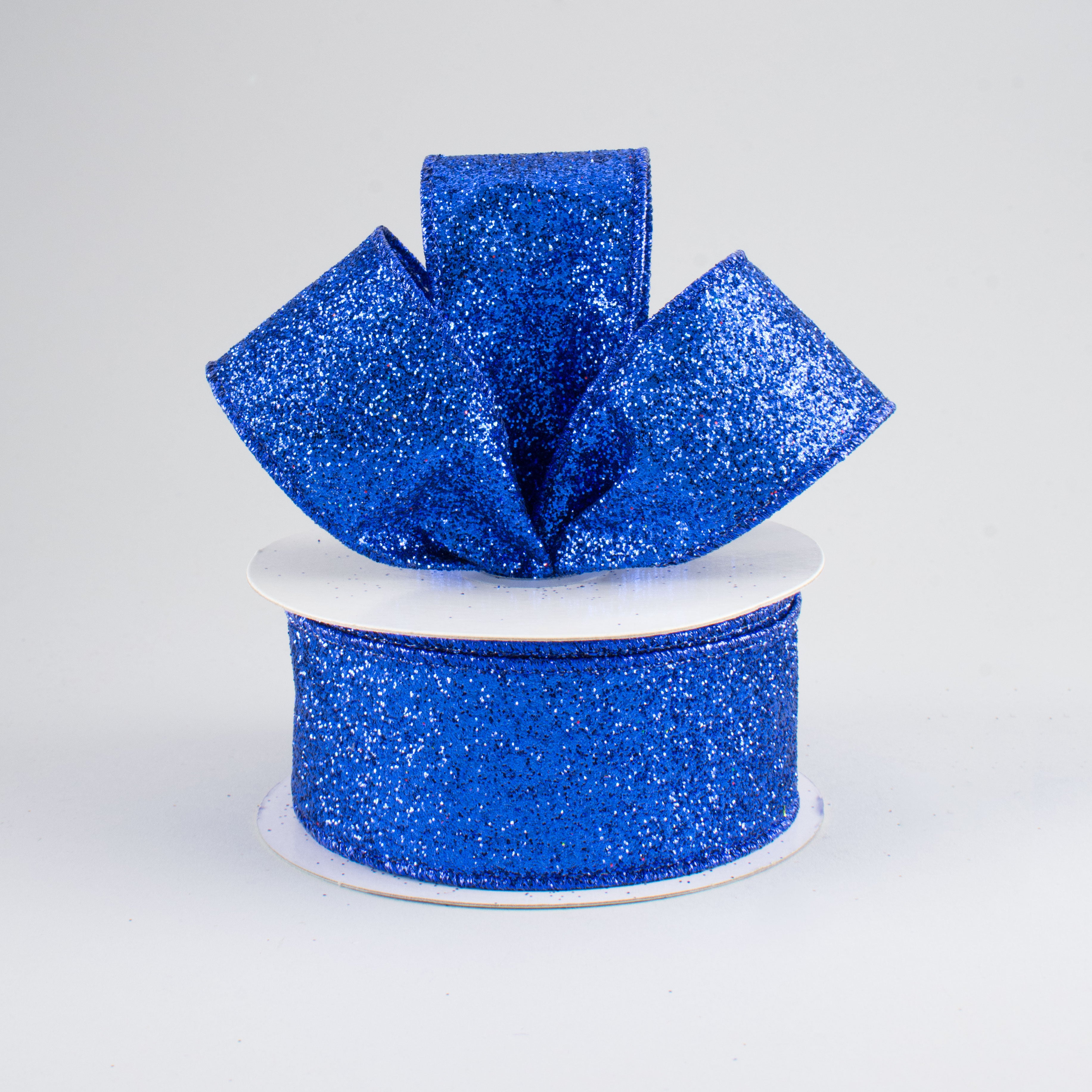 1.5" Glitter On Metallic Ribbon: Royal Blue (10 Yards) Lifestyle Photo