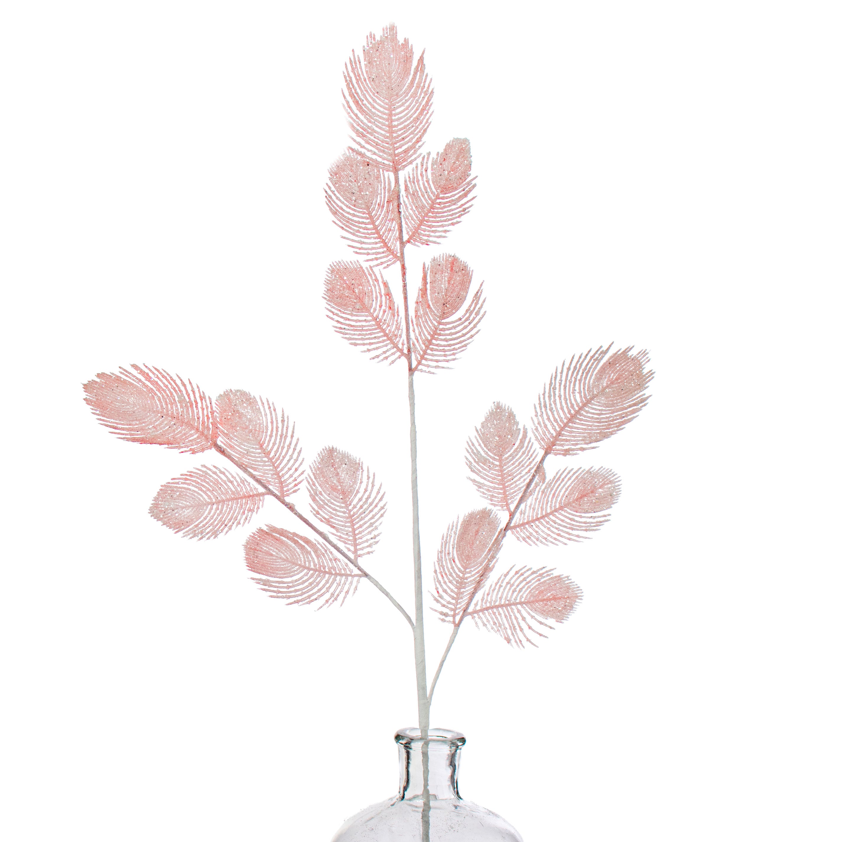 28" Glitter Peacock Feather Spray: Light Pink Item Number: XS107415