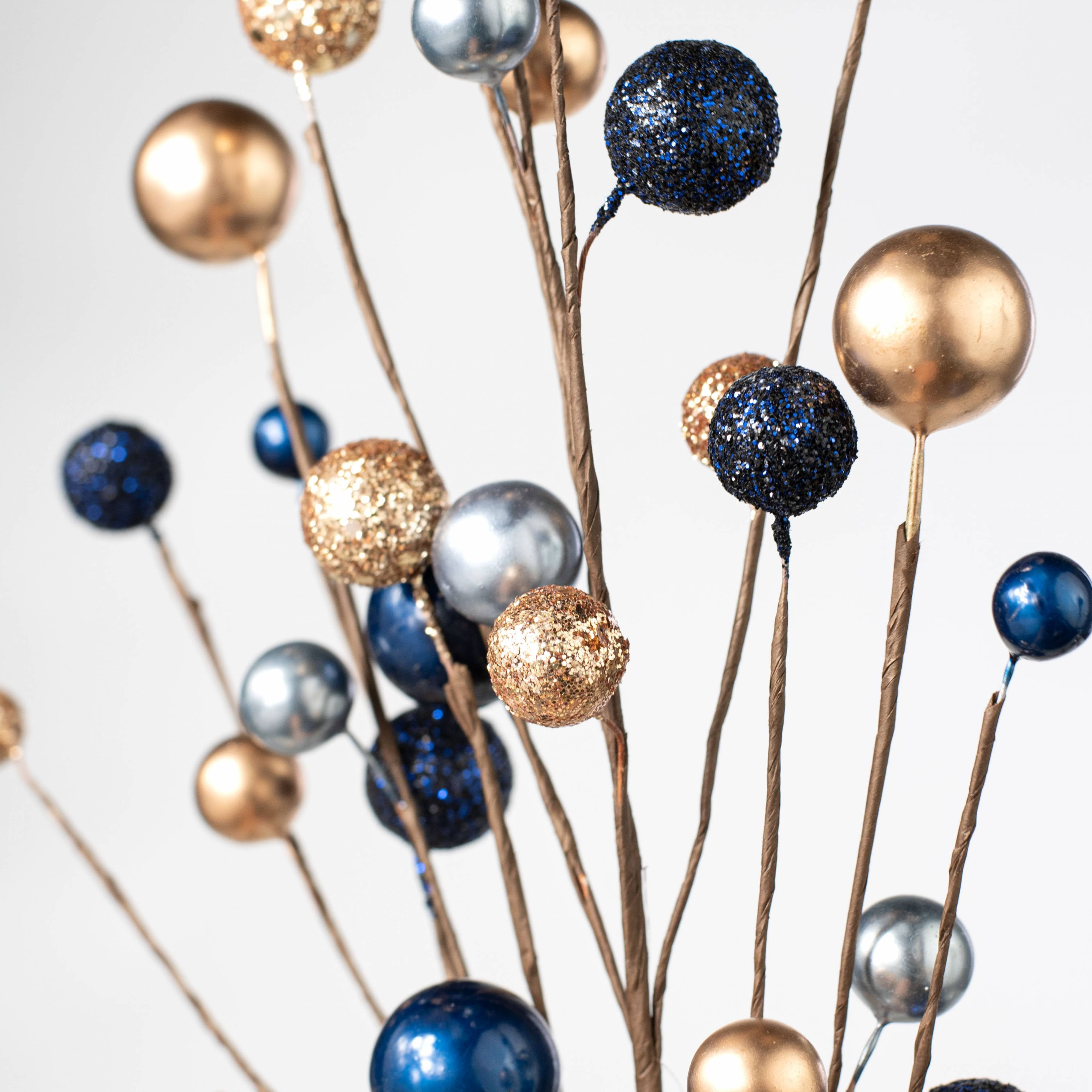 24" Glitter & Pearl Ball Spray: Gold, Blue & Pewter Lifestyle Photo