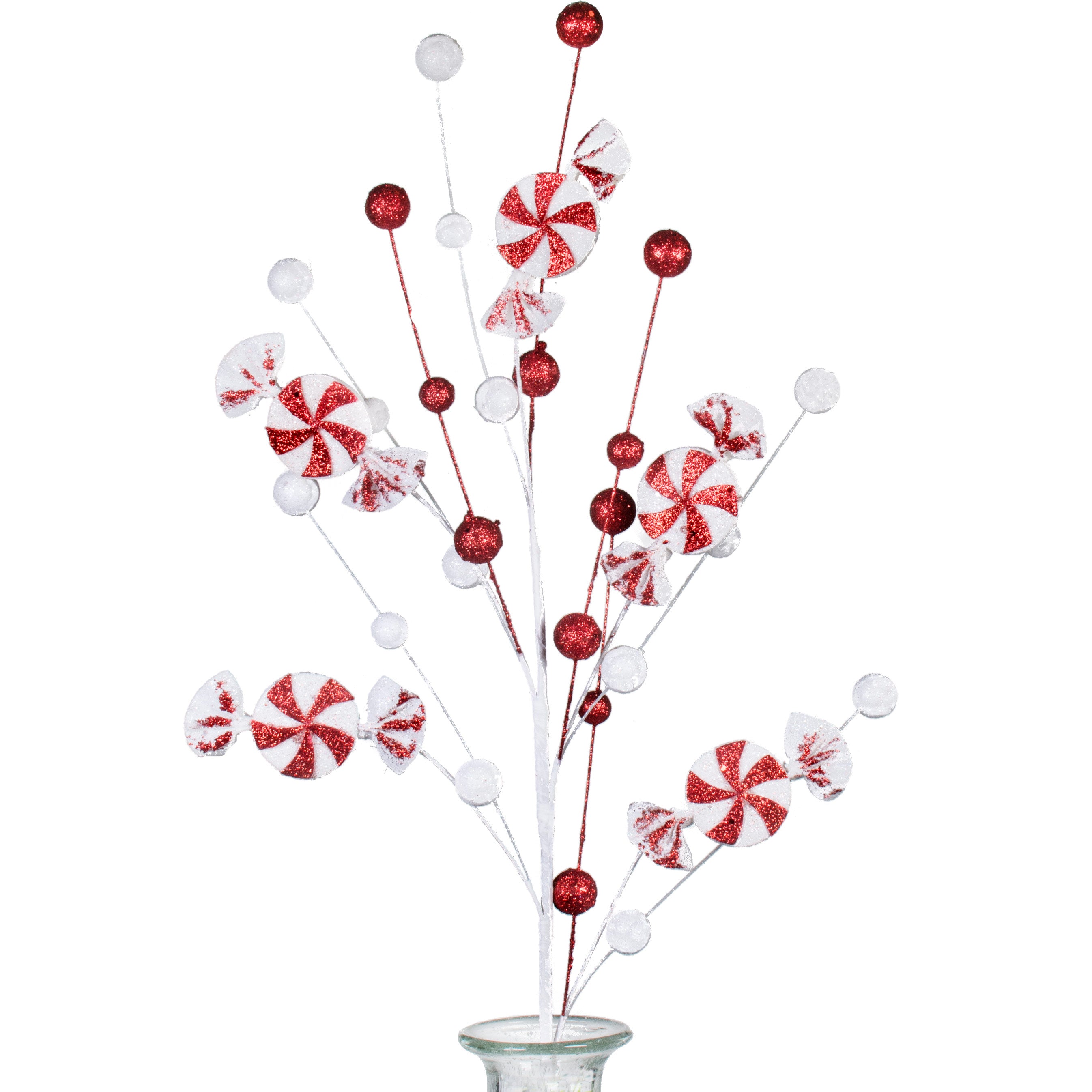 33" Glitter Peppermint Candy Spray Item Number: 82635RDWT