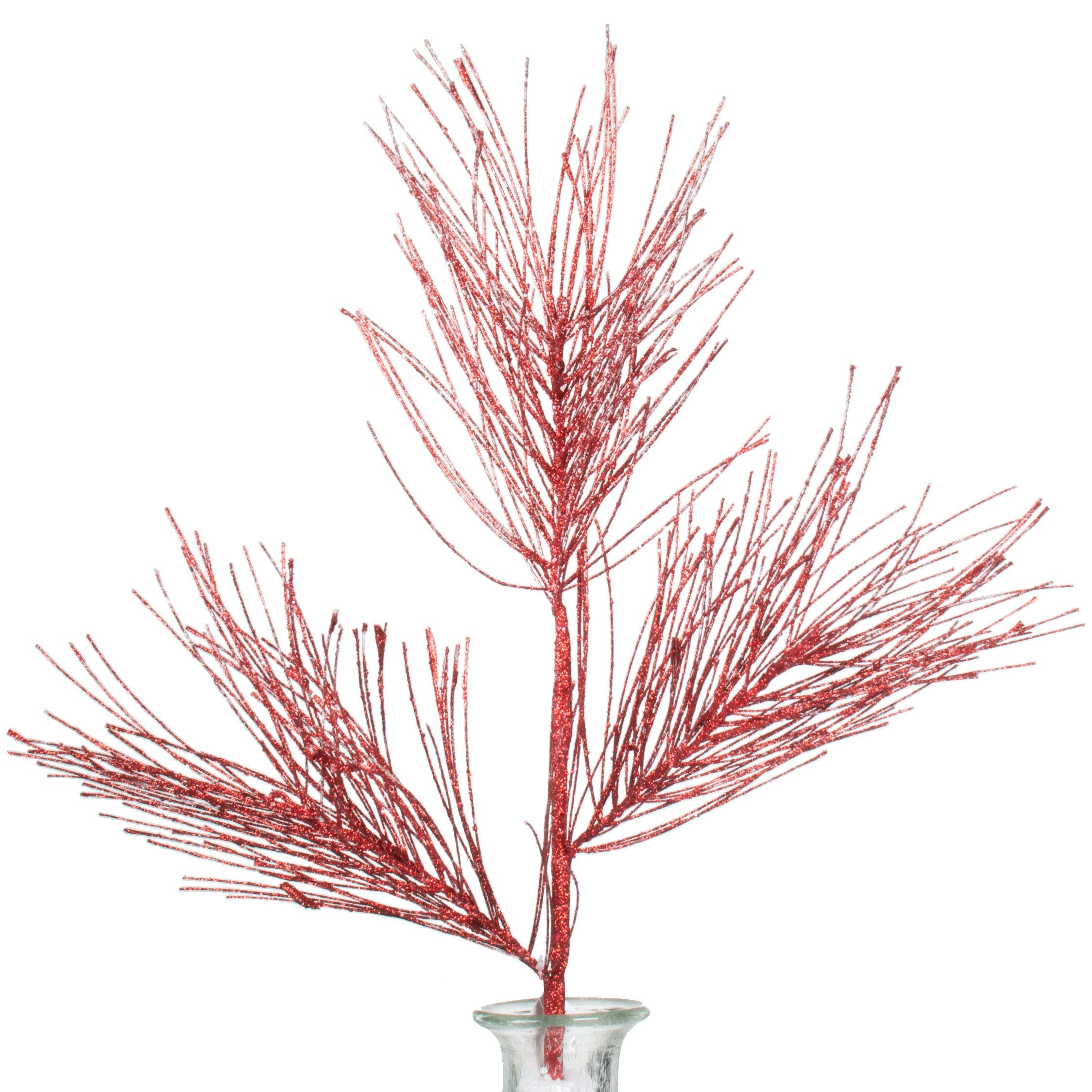 28" Glitter Pine Needle Spray: Red Item Number: XS701024