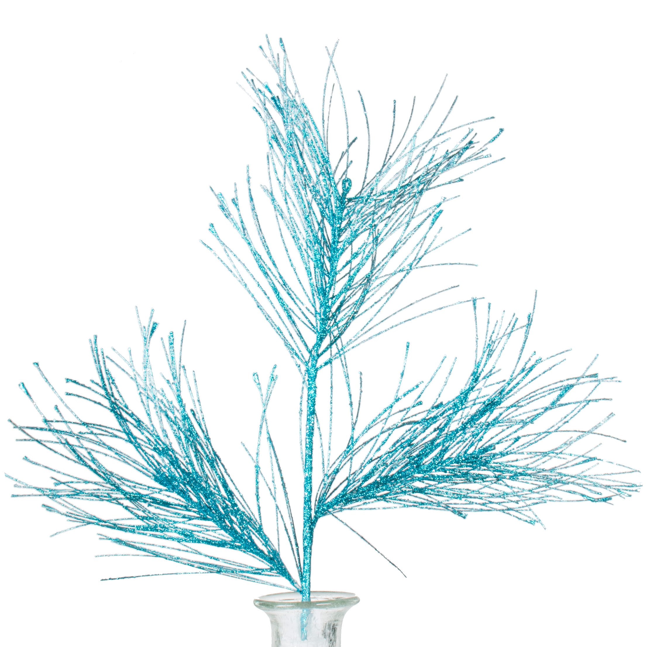 28" Glitter Pine Needle Spray: Turquoise Item Number: XS701057