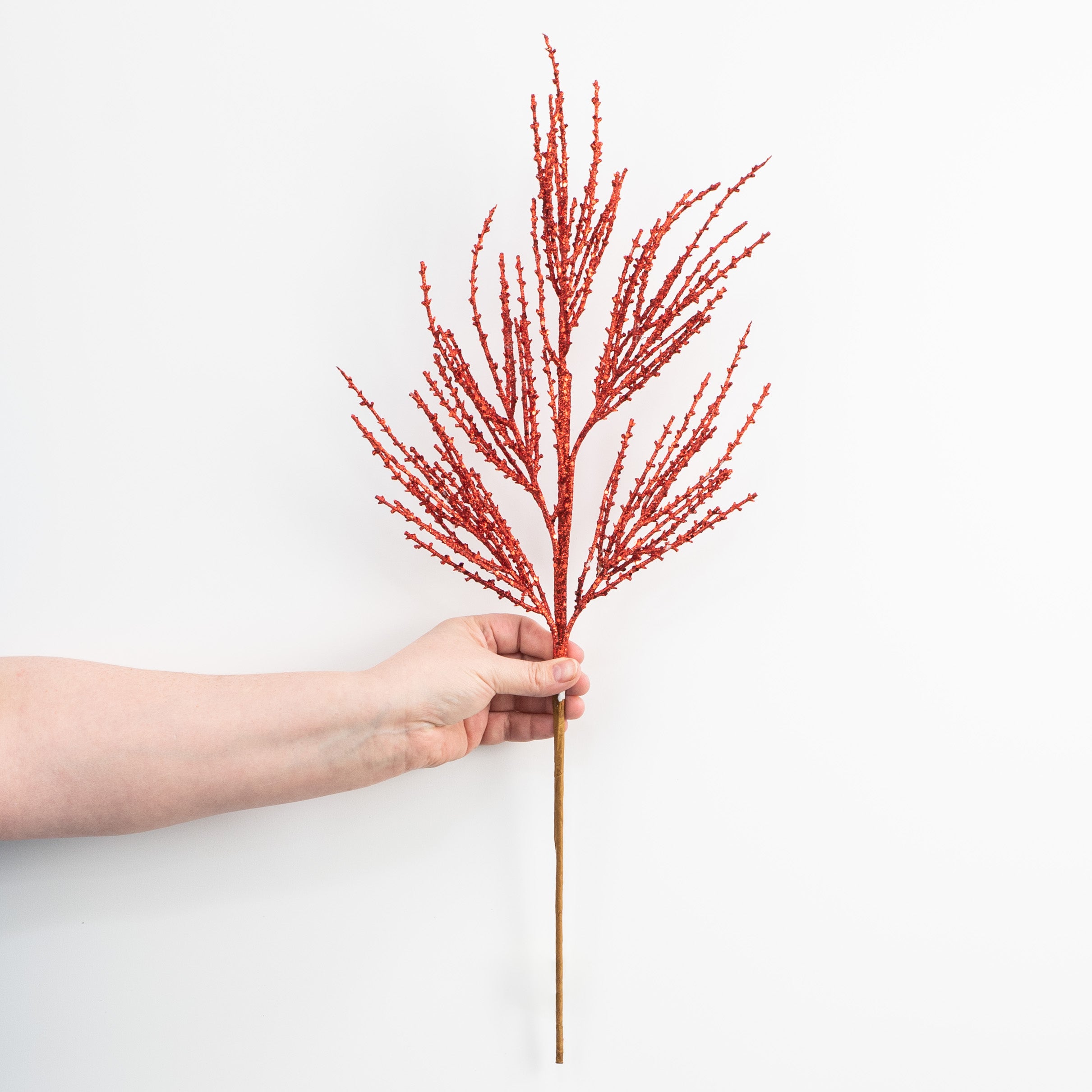 24" Glitter Pine Spray: Red detail photo 3