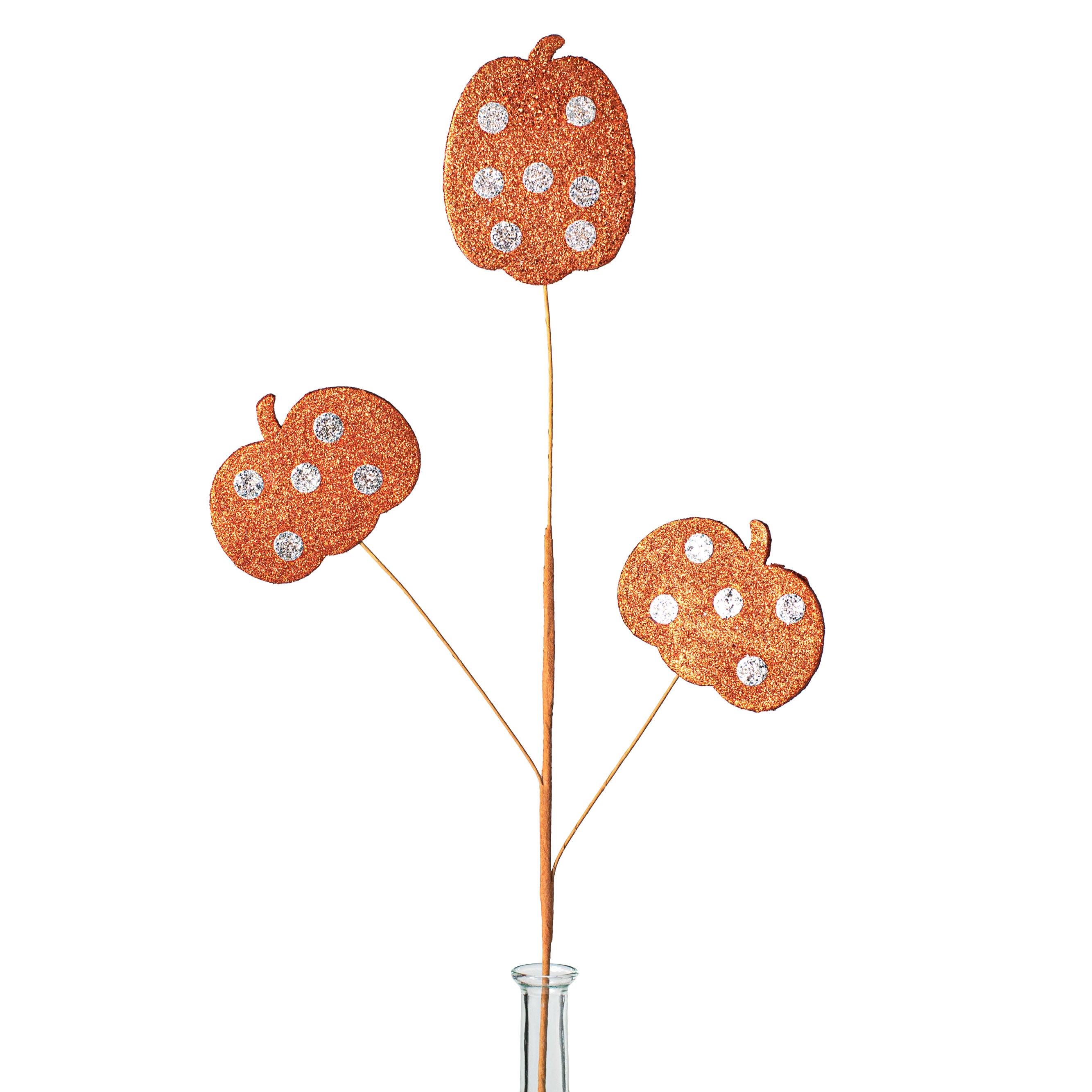 31" Glitter Polka Dot Pumpkin Spray: Orange & Champagne Item Number: HA9017M8
