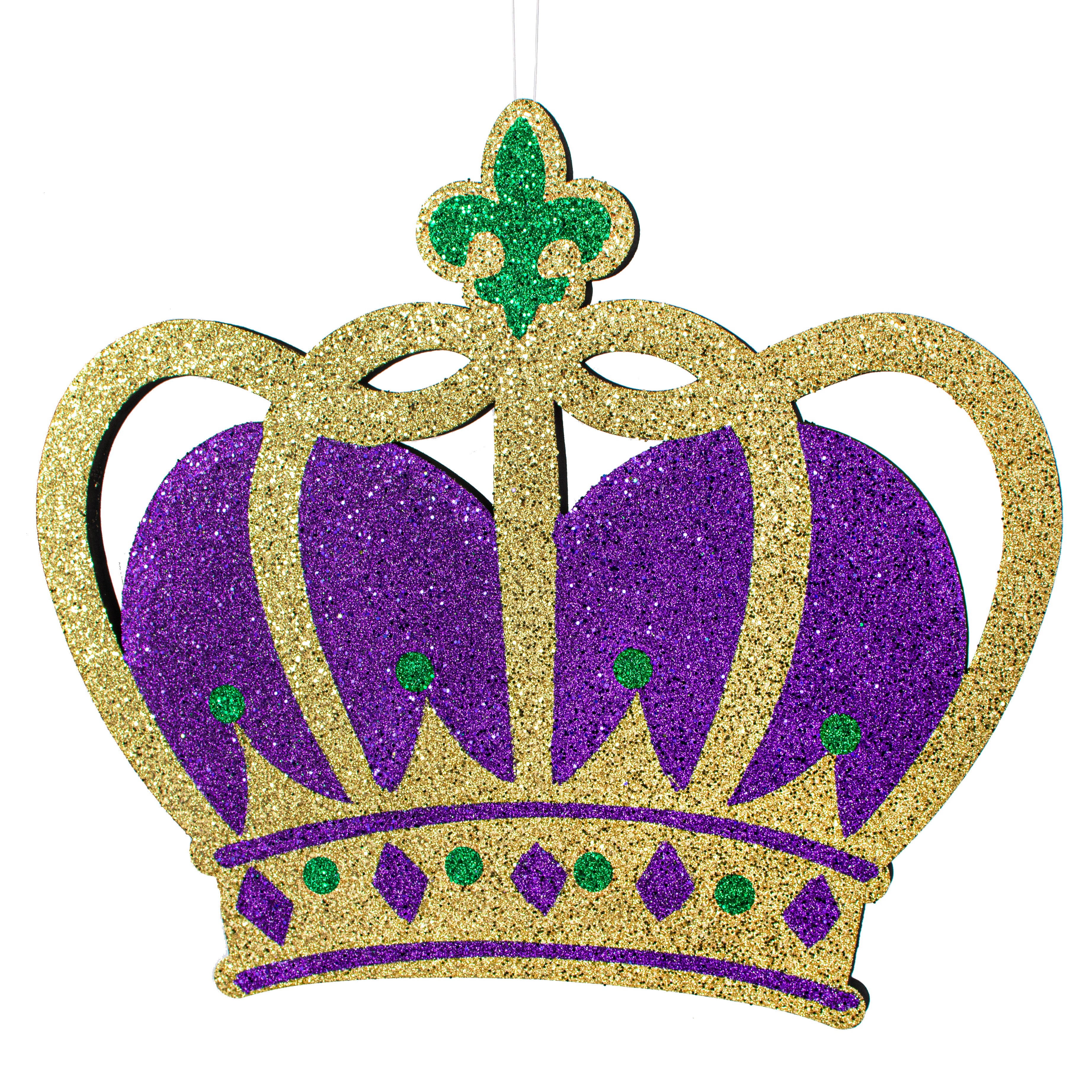 20" Glitter Polyfoam Crown Hanger: Mardi Gras Item Number: HG1121