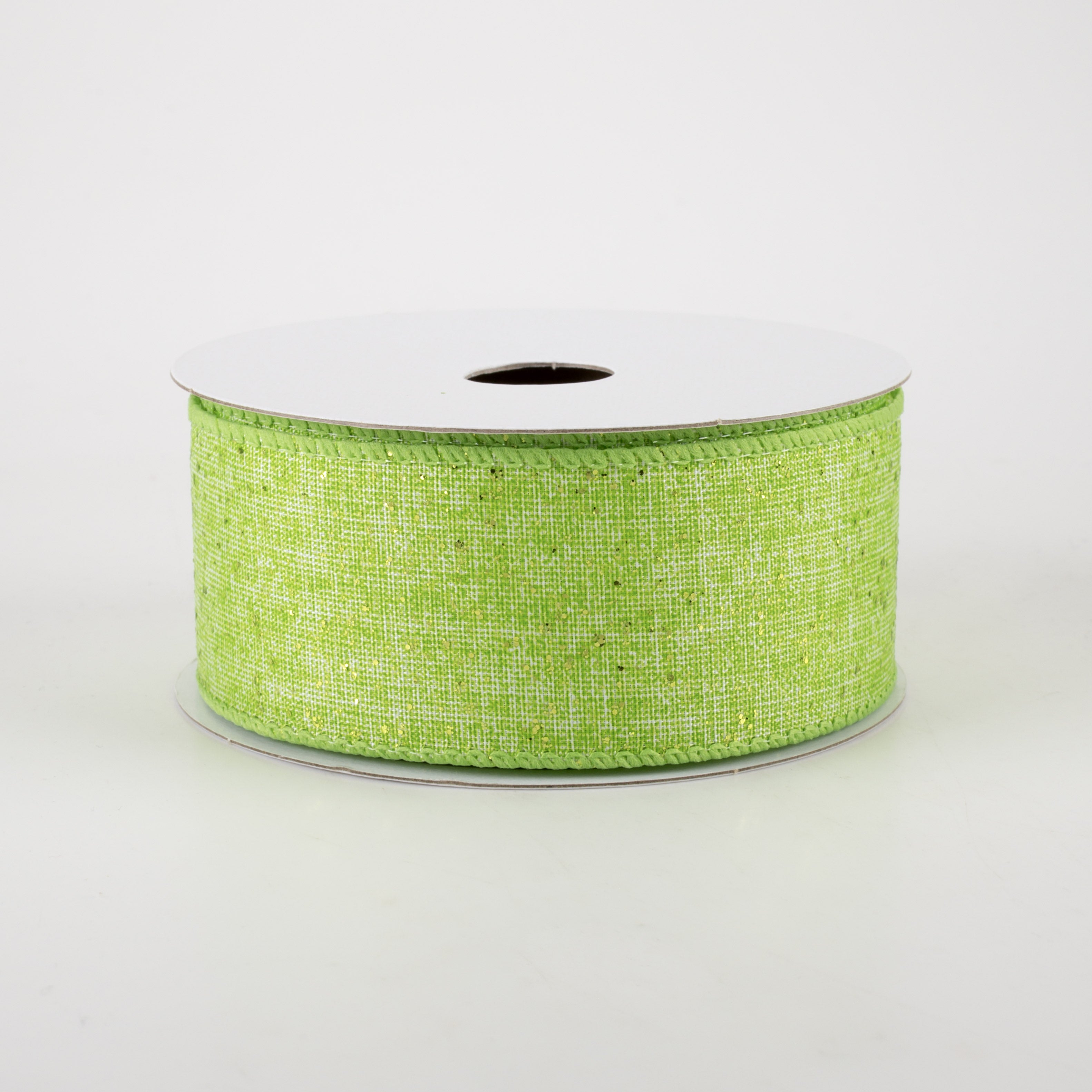 1.5" Glitter Printed Muslin Ribbon: Lime (10 Yards)