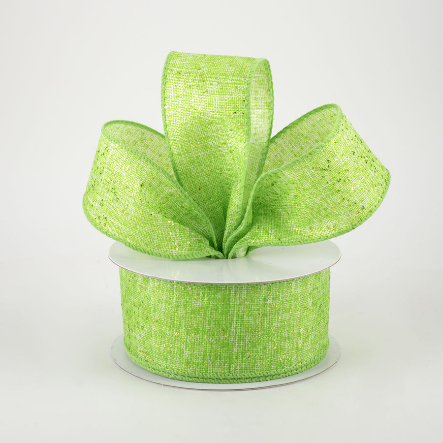 1.5" Glitter Printed Muslin Ribbon: Lime (10 Yards) Lifestyle Photo