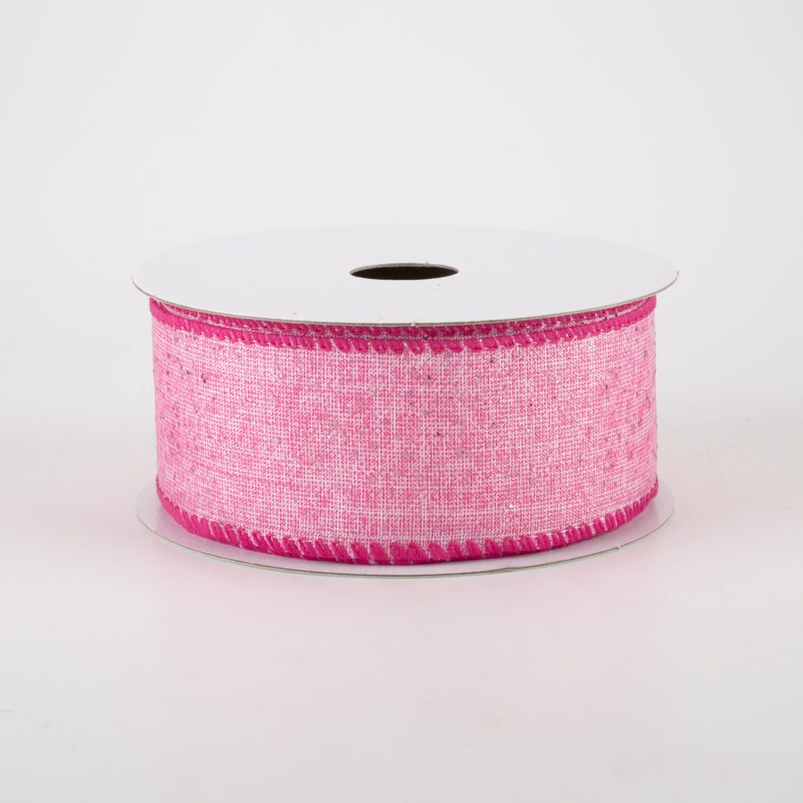 1.5" Glitter Printed Muslin Ribbon: Pink (10 Yards) Item Number: 41219-09-44