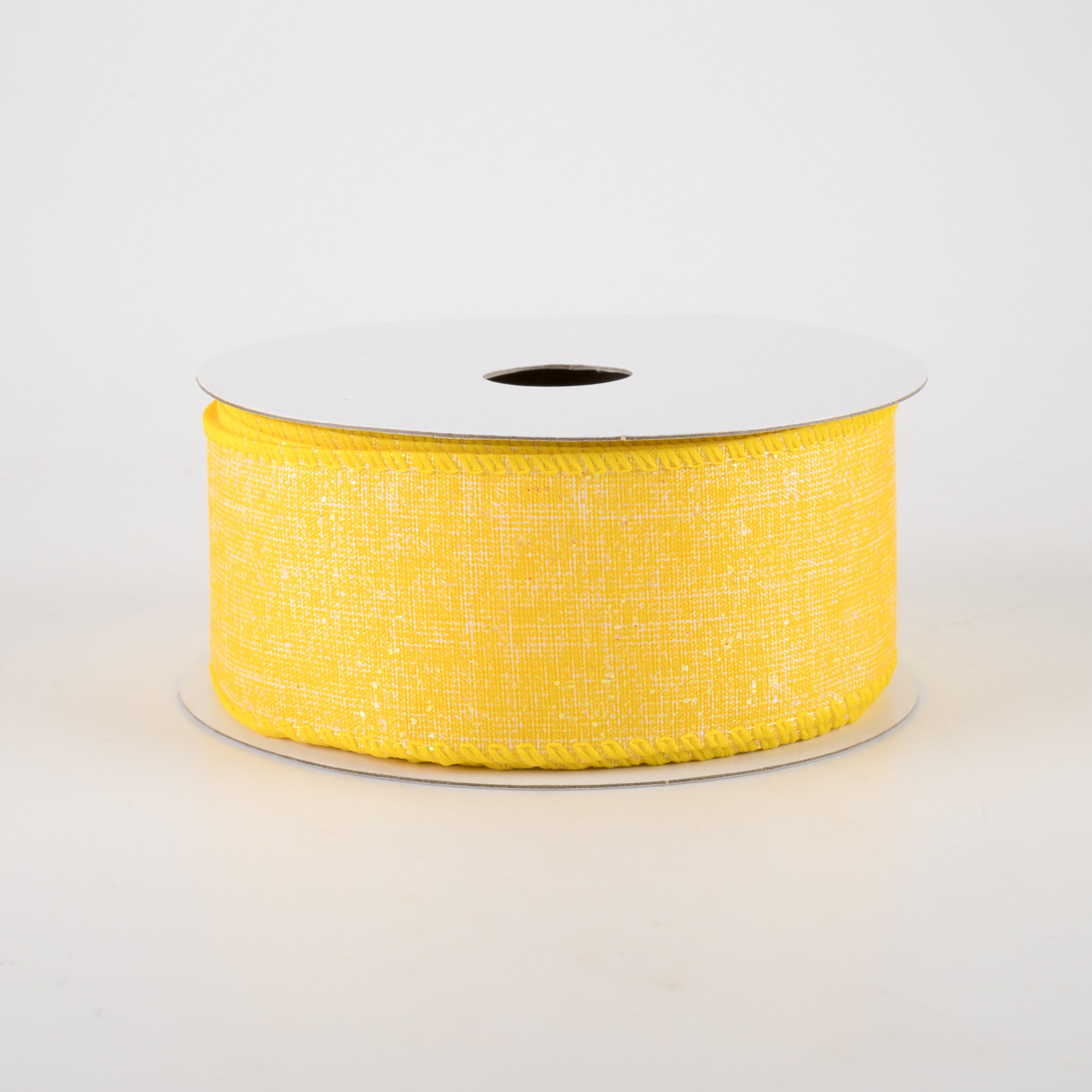 1.5" Glitter Printed Muslin Ribbon: Yellow (10 Yards)