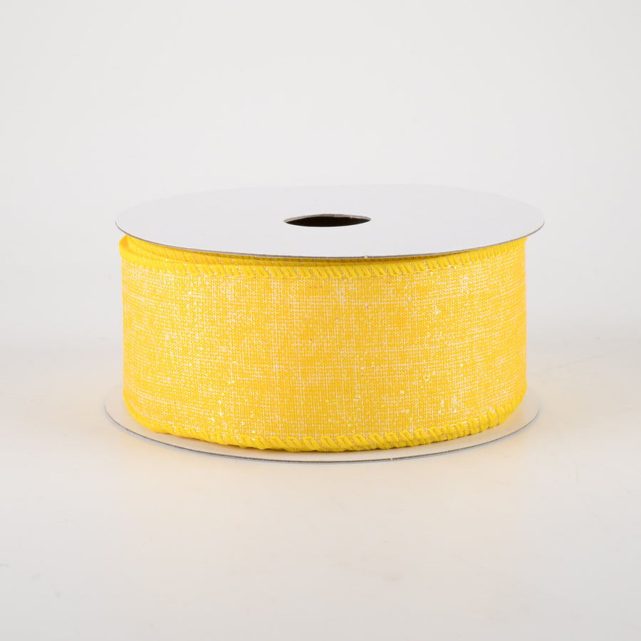 1.5" Glitter Printed Muslin Ribbon: Yellow (10 Yards)