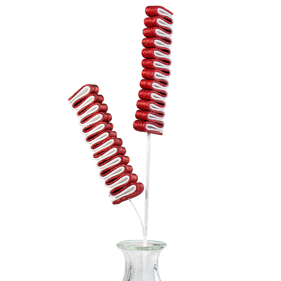 28" Glitter Ribbon Candy Spray: Peppermint Item Number: 84812RDWT