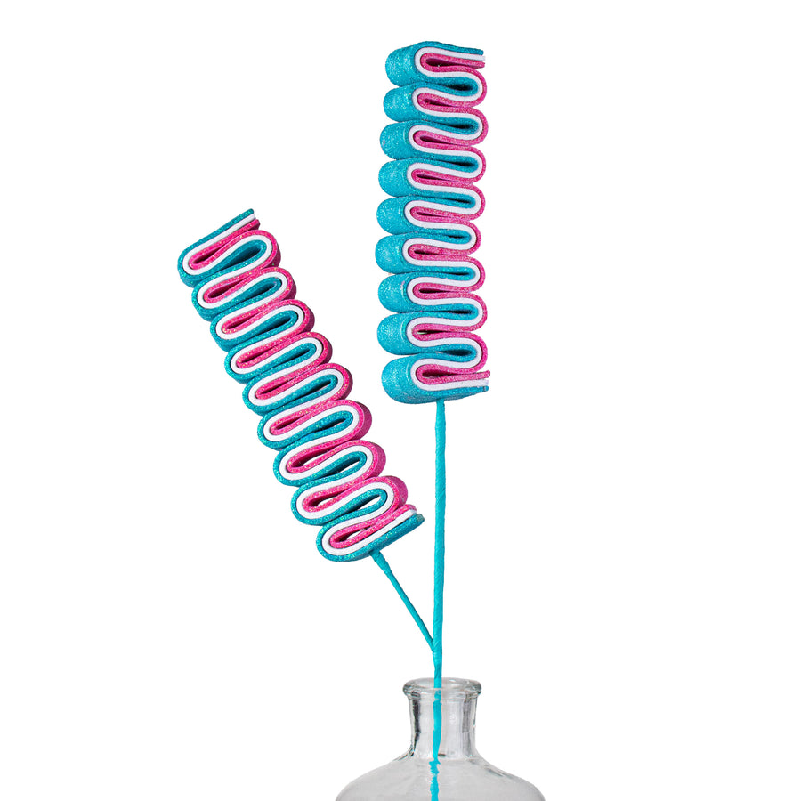 28" Glitter Ribbon Candy Spray: Pink & Blue Item Number: 84812PKBL