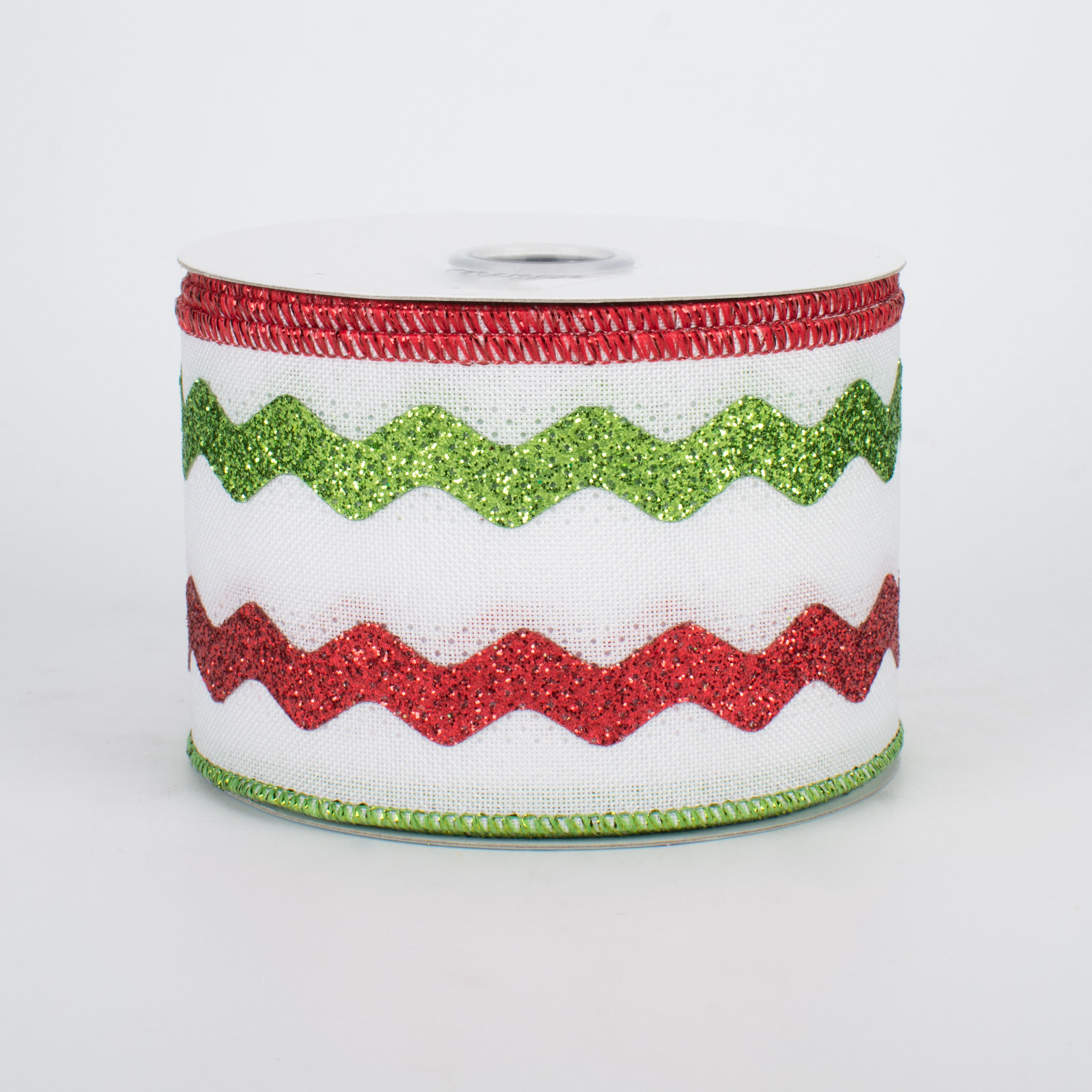 2.5" Glitter Ric Rac Ribbon: White, Red, Lime (10 Yards)