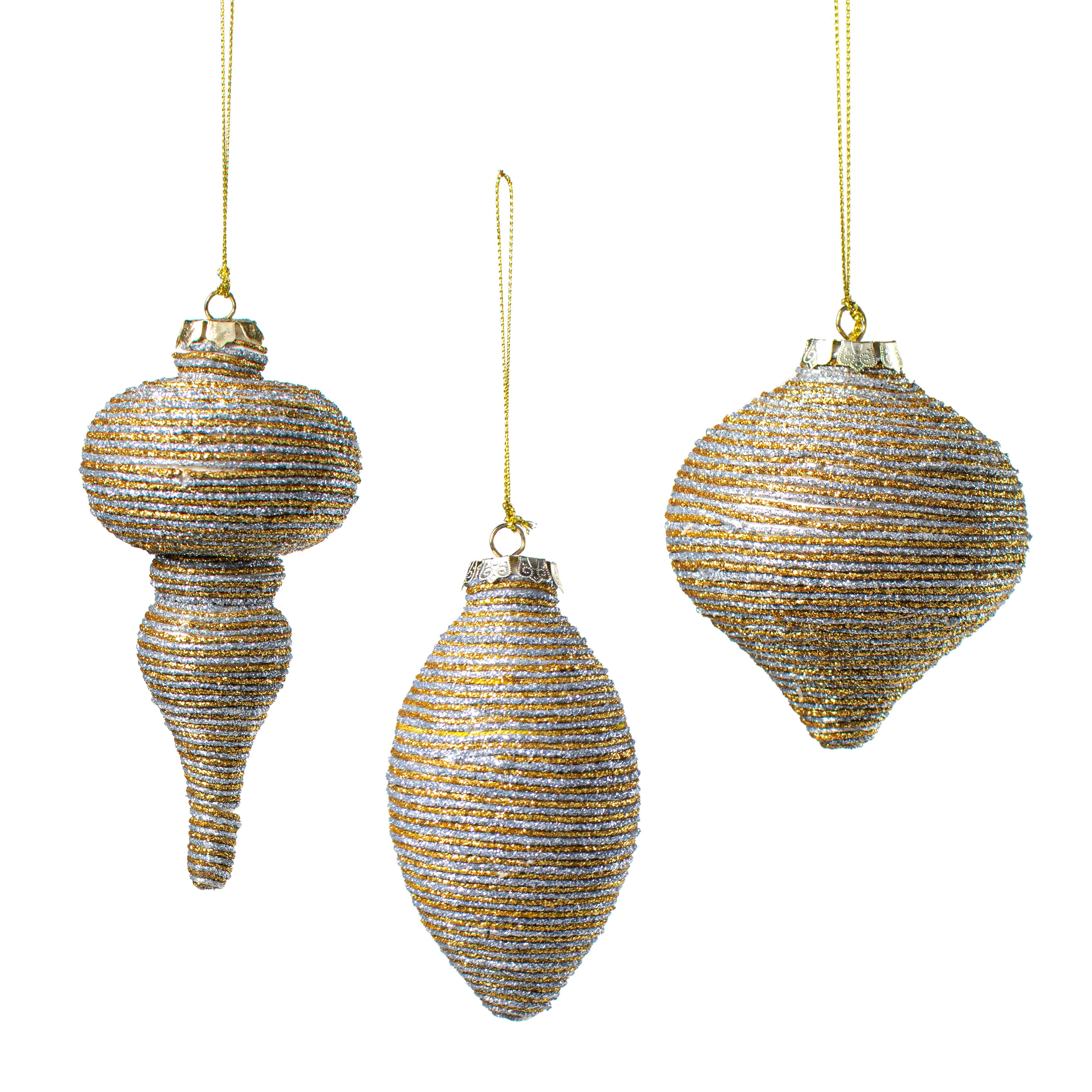 Glitter Rope Ornaments: Gold/Silver (Set of 3) Item Number: XY528894