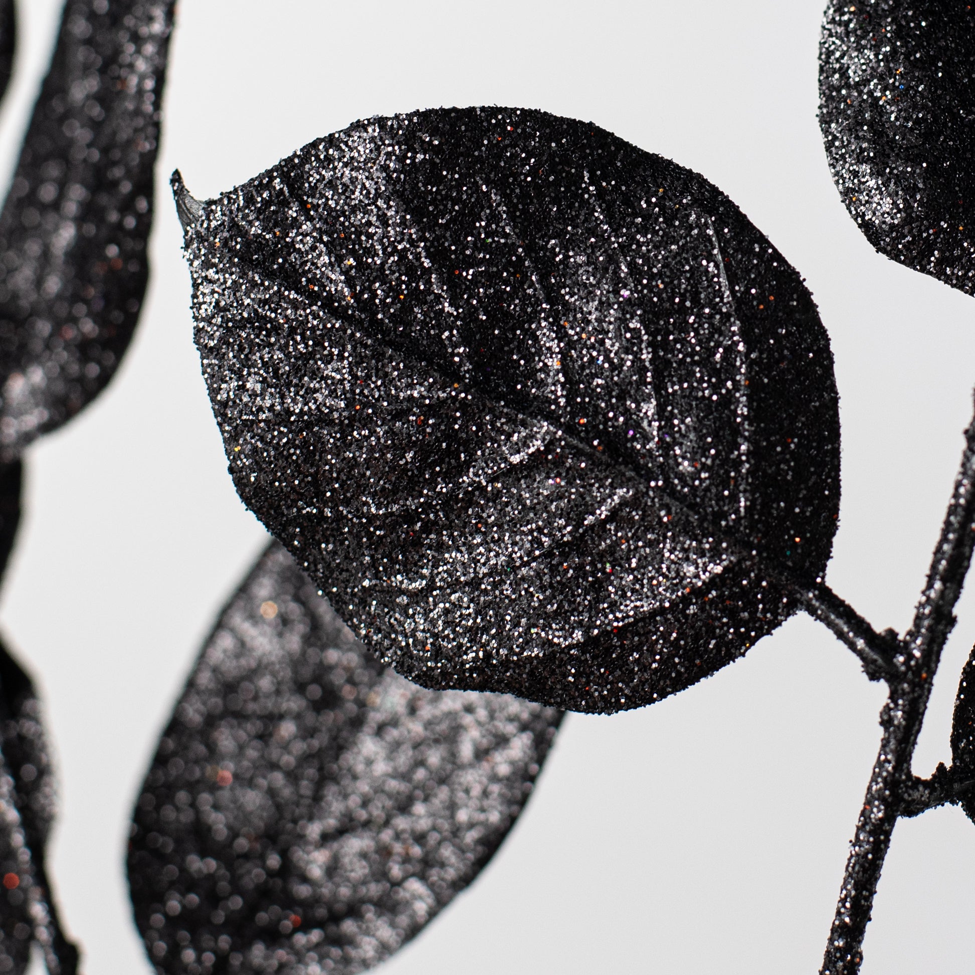 25" Glitter Salal Leaf Spray: Black detail photo 4