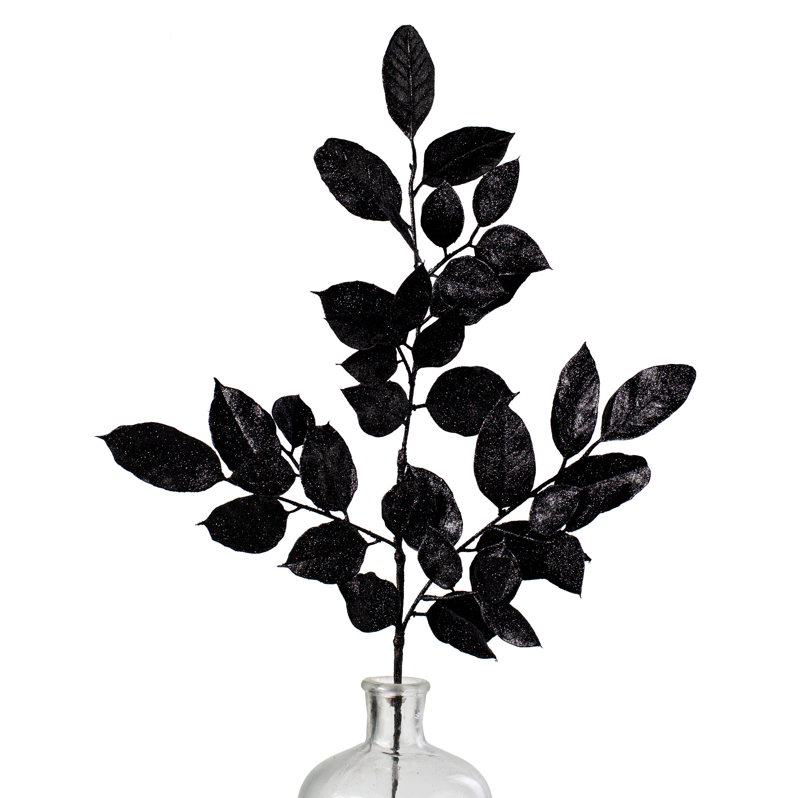 25" Glitter Salal Leaf Spray: Black Item Number: XS235802
