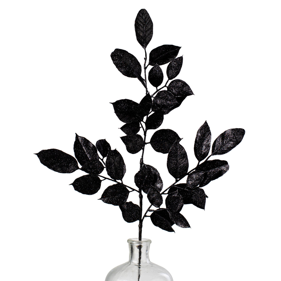 25" Glitter Salal Leaf Spray: Black Item Number: XS235802