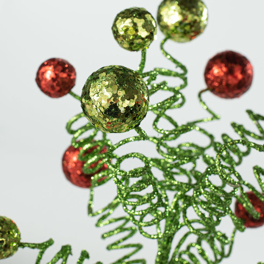 22" Glitter Sequin Ball Spray: Red & Green detail photo 3