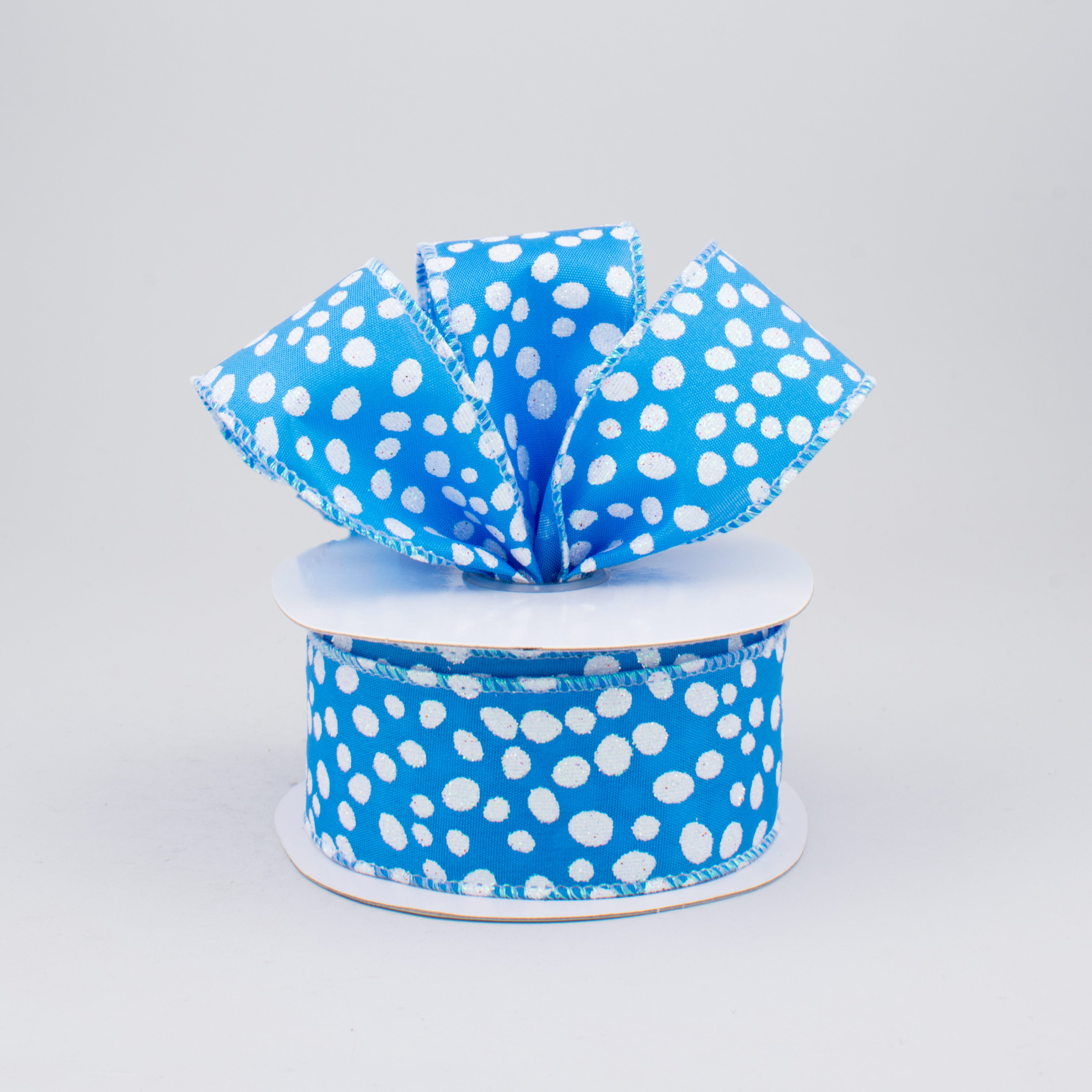 1.5" Glitter Snow Ribbon: Blue (10 Yards) Lifestyle Photo