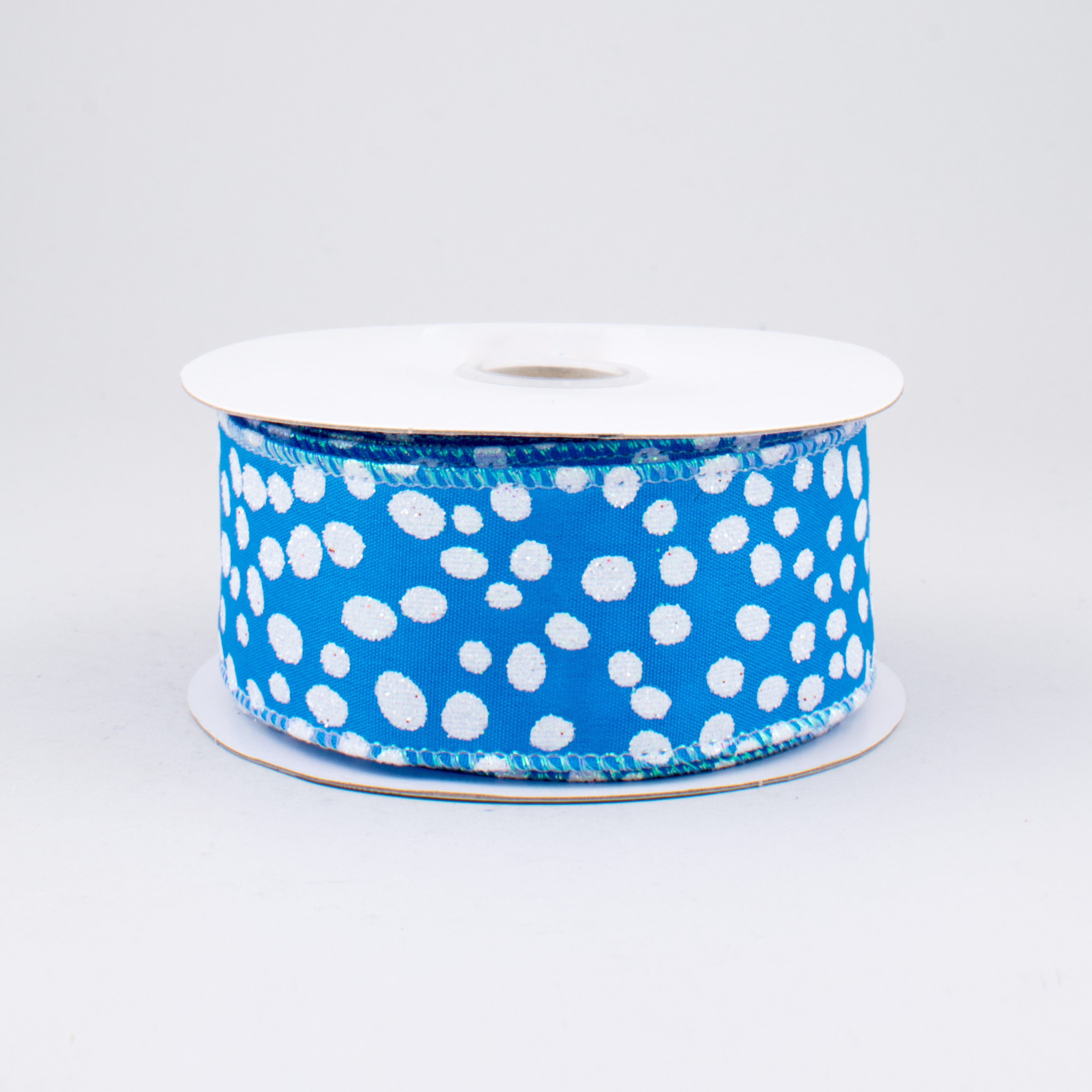 1.5" Glitter Snow Ribbon: Blue (10 Yards)