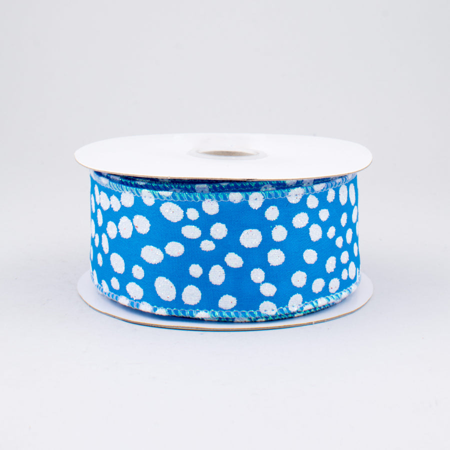 1.5" Glitter Snow Ribbon: Blue (10 Yards)