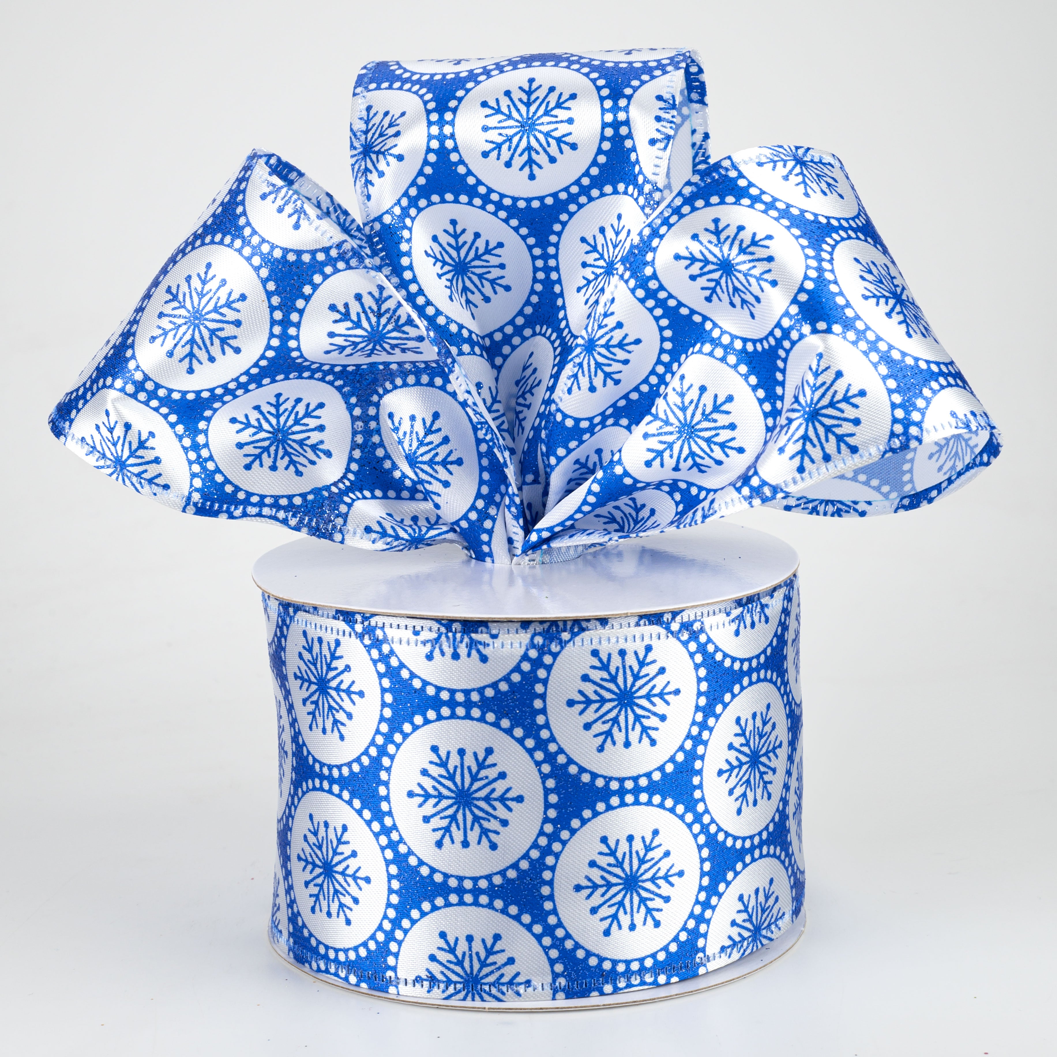 2.5" Glitter Snowflake Dots Ribbon: Royal Blue (10 Yards) Lifestyle Photo