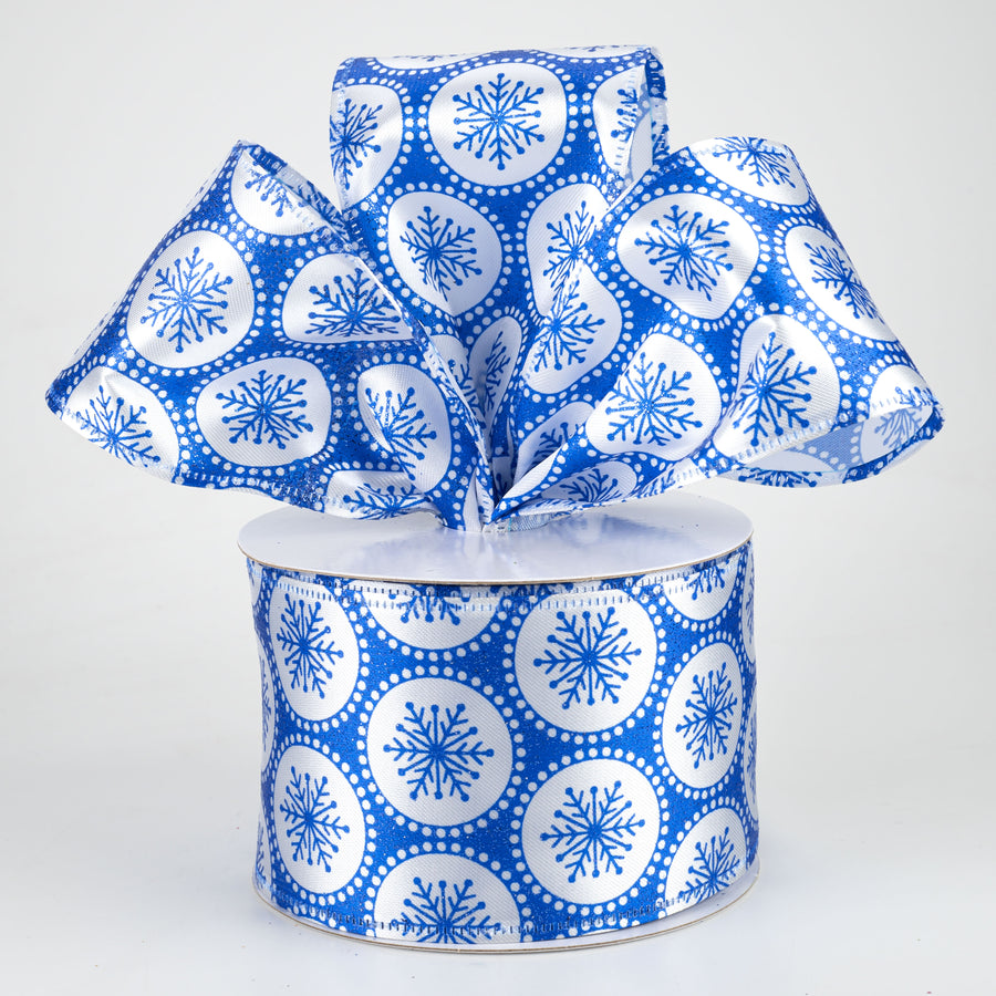 2.5" Glitter Snowflake Dots Ribbon: Royal Blue (10 Yards) Lifestyle Photo