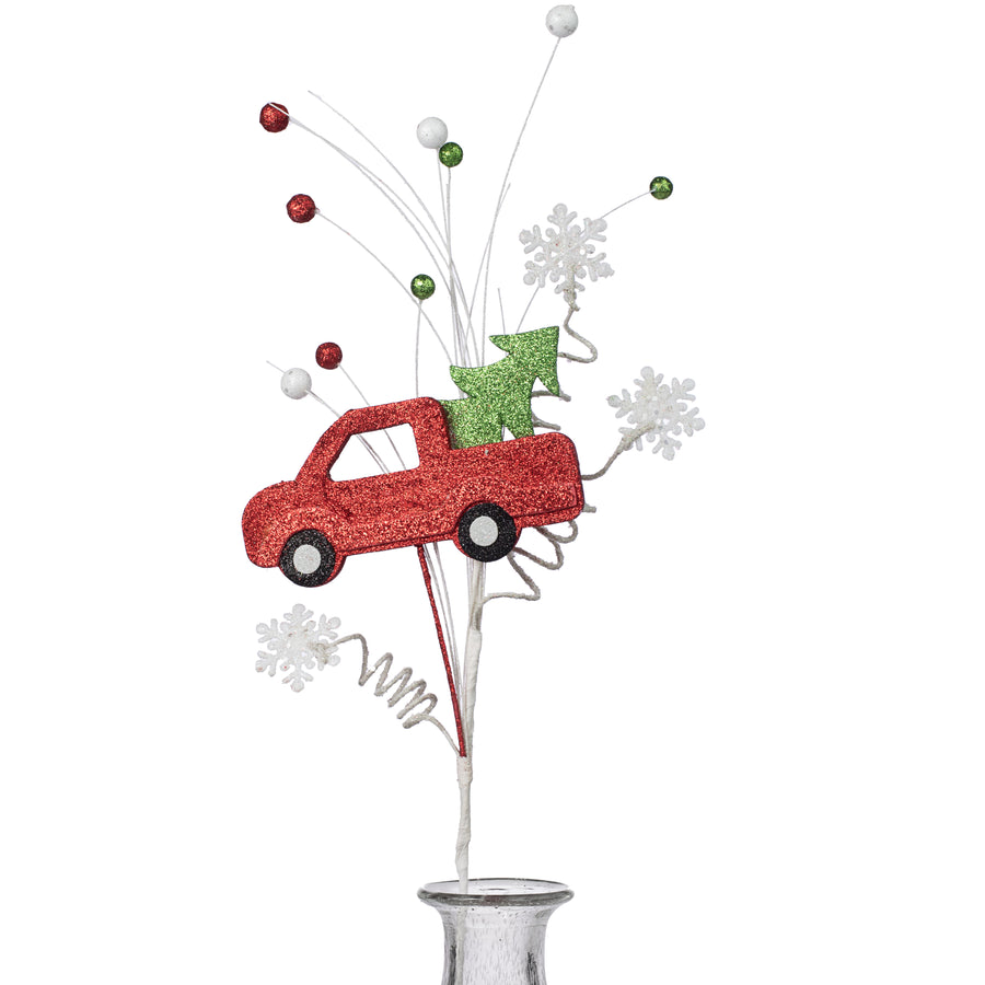 28" Glitter Snowflake & Red Truck Spray Item Number: 83765RWG