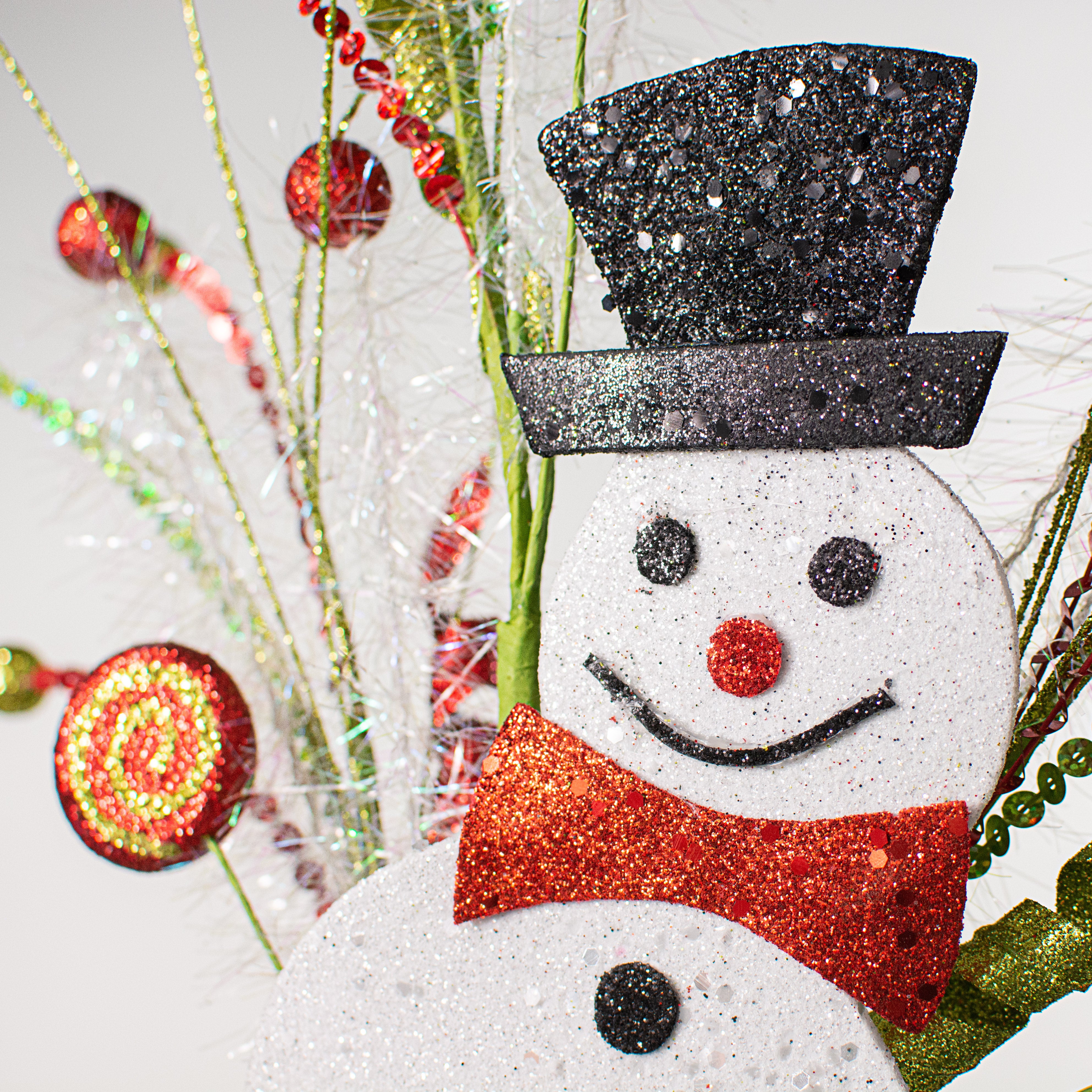 27" Glitter Snowman Ball & Twig Spray detail photo 3